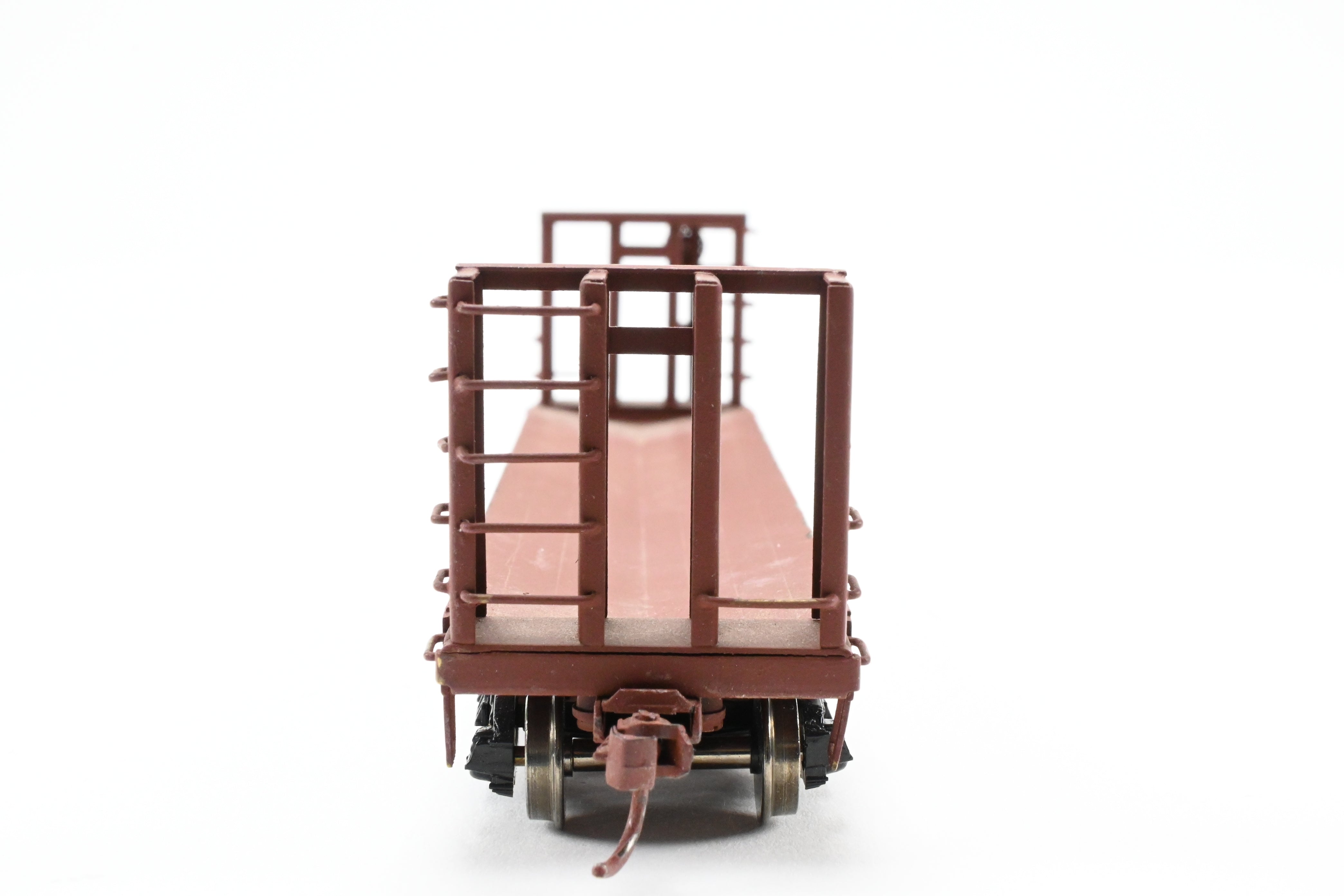 HO Scale Brass Custom - Painted Pulpwood Flatcar with Beveled Floor and Bulkhead by U.S. Hobbies (No Original Box)
