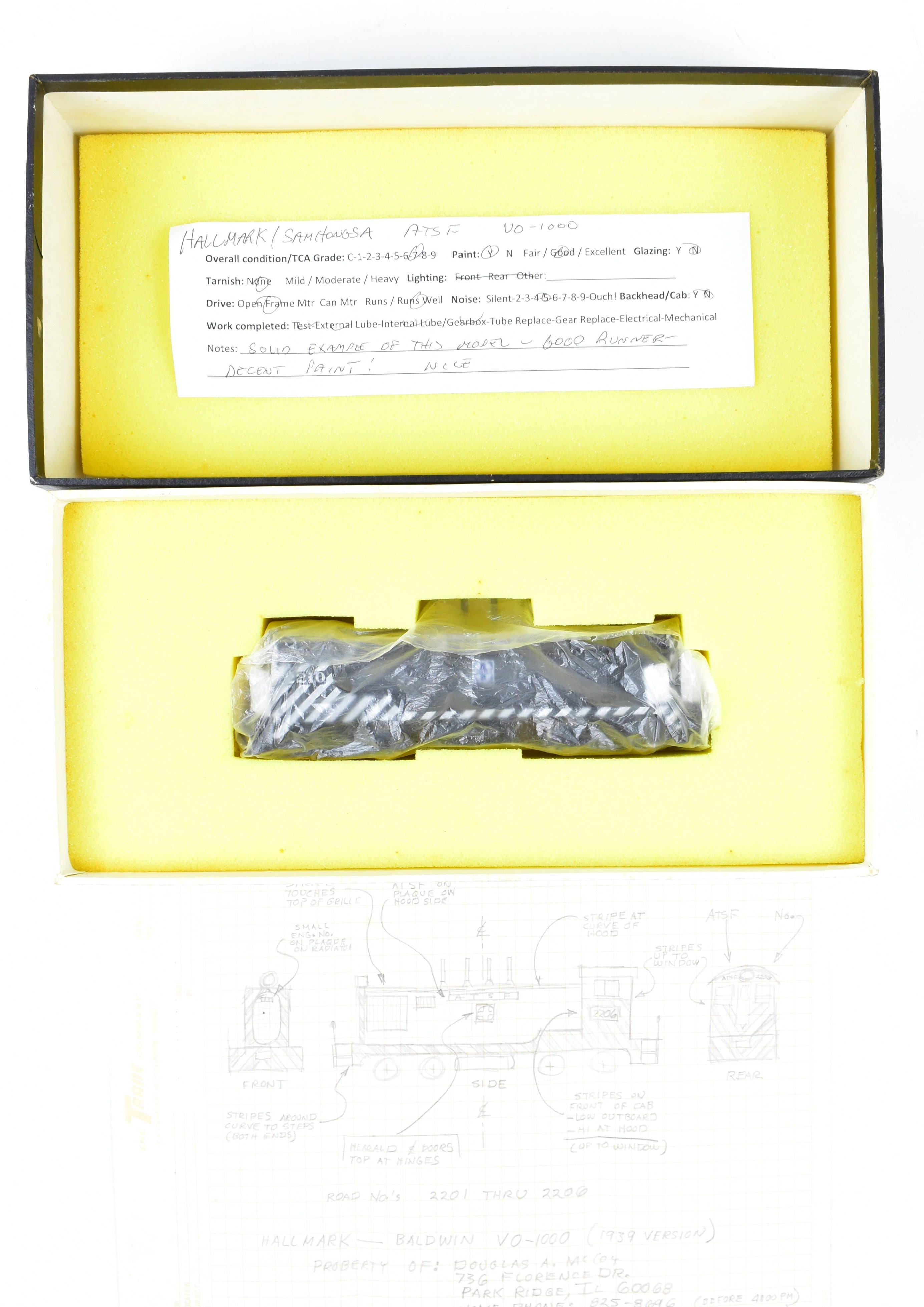 HO Scale Brass Hallmark Models ATSF - Santa Fe Baldwin VO - 1000 Diesel Switcher Model of the 1939 Version with Custom Painting