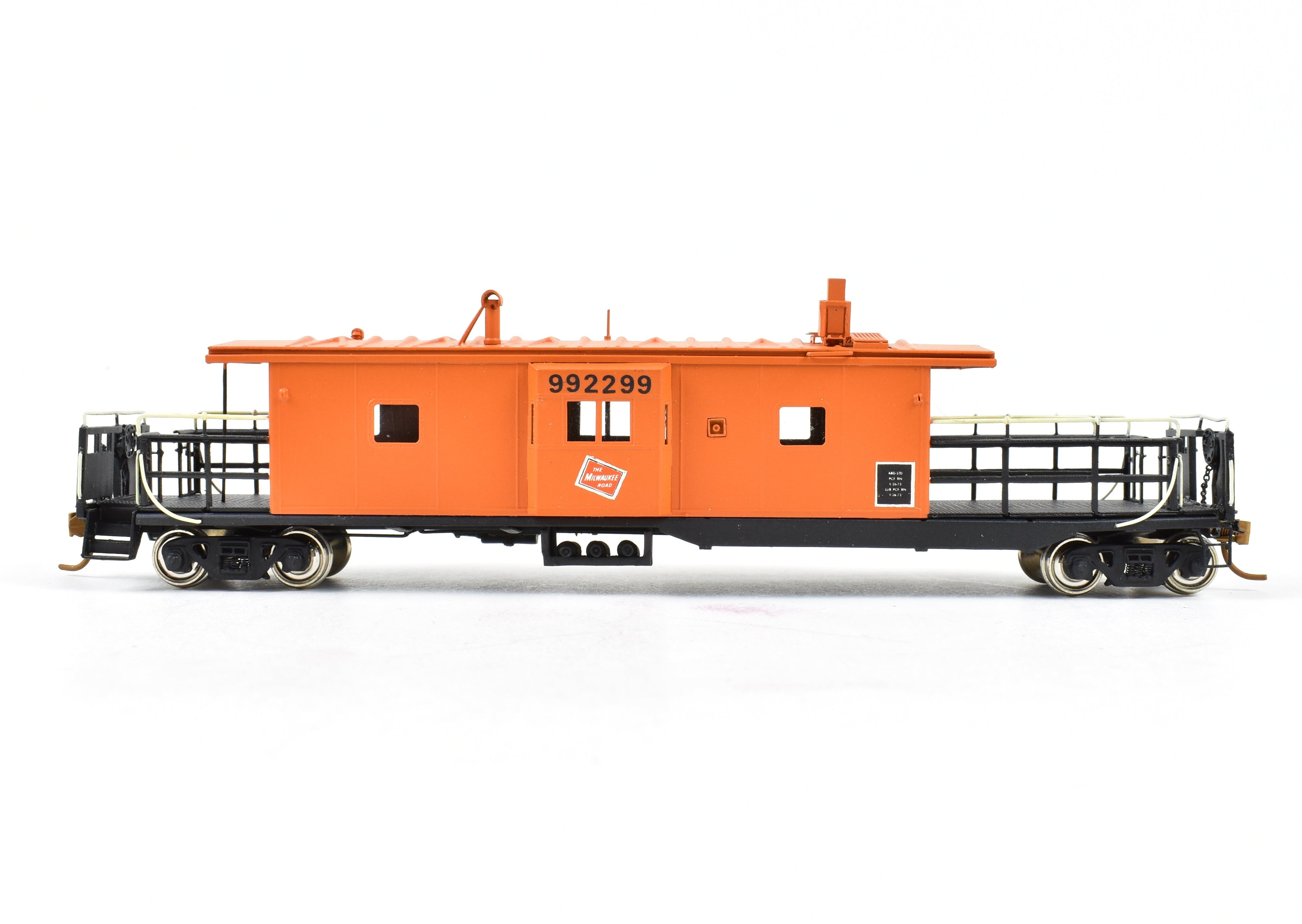 HO Scale Brass OMI - Overland Models, Inc. Milwaukee Road Bay Window Long Caboose Professionally Painted Model Train Car