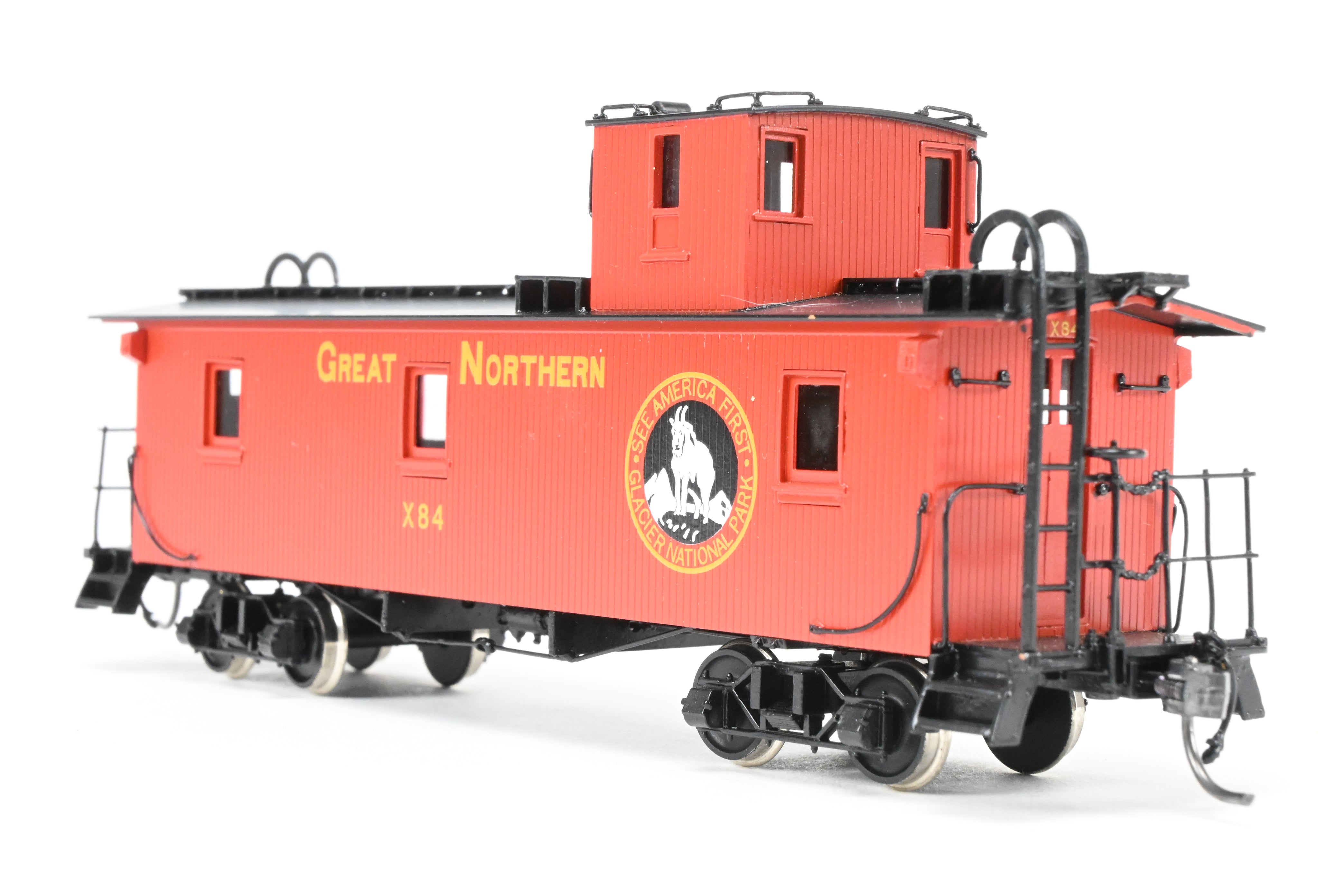 HO Scale Brass North Bank Line Great Northern 33-Foot Truss Rod Caboose Model, Product No. X84