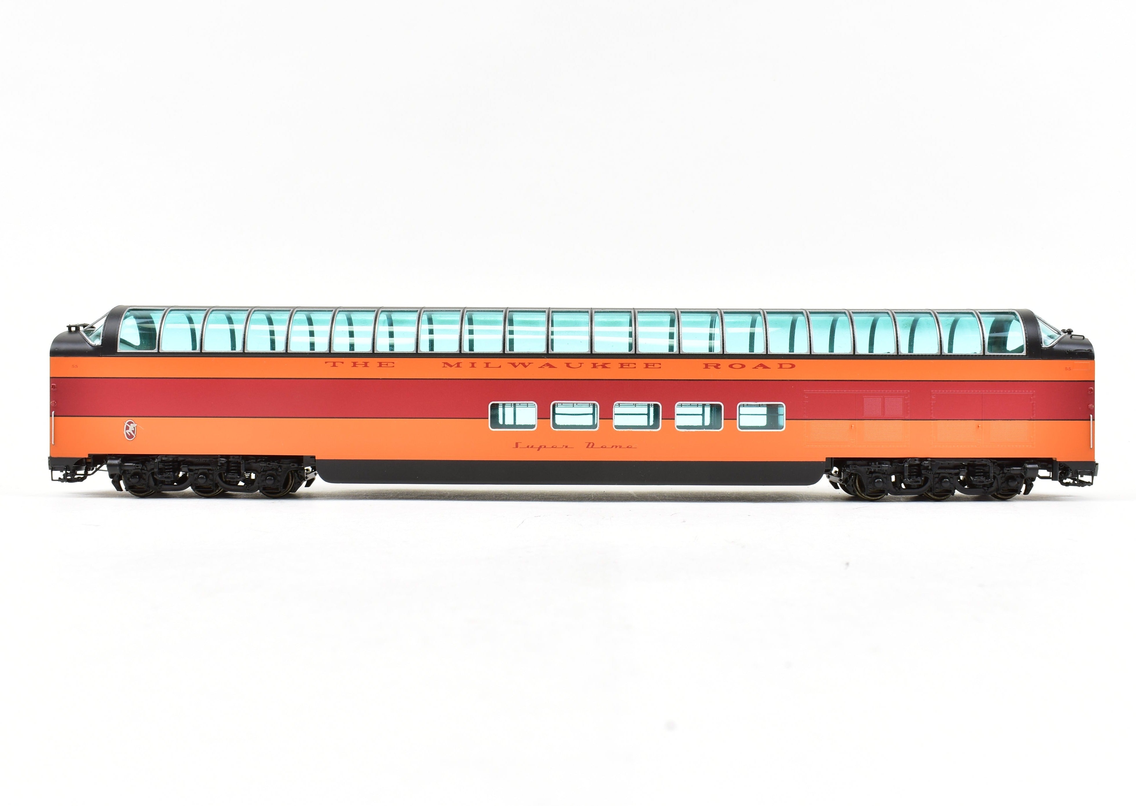 High - Quality HO Scale Brass Railway Classics Model of MILW - Milwaukee Road Super Dome Factory Painted with Road Number 55