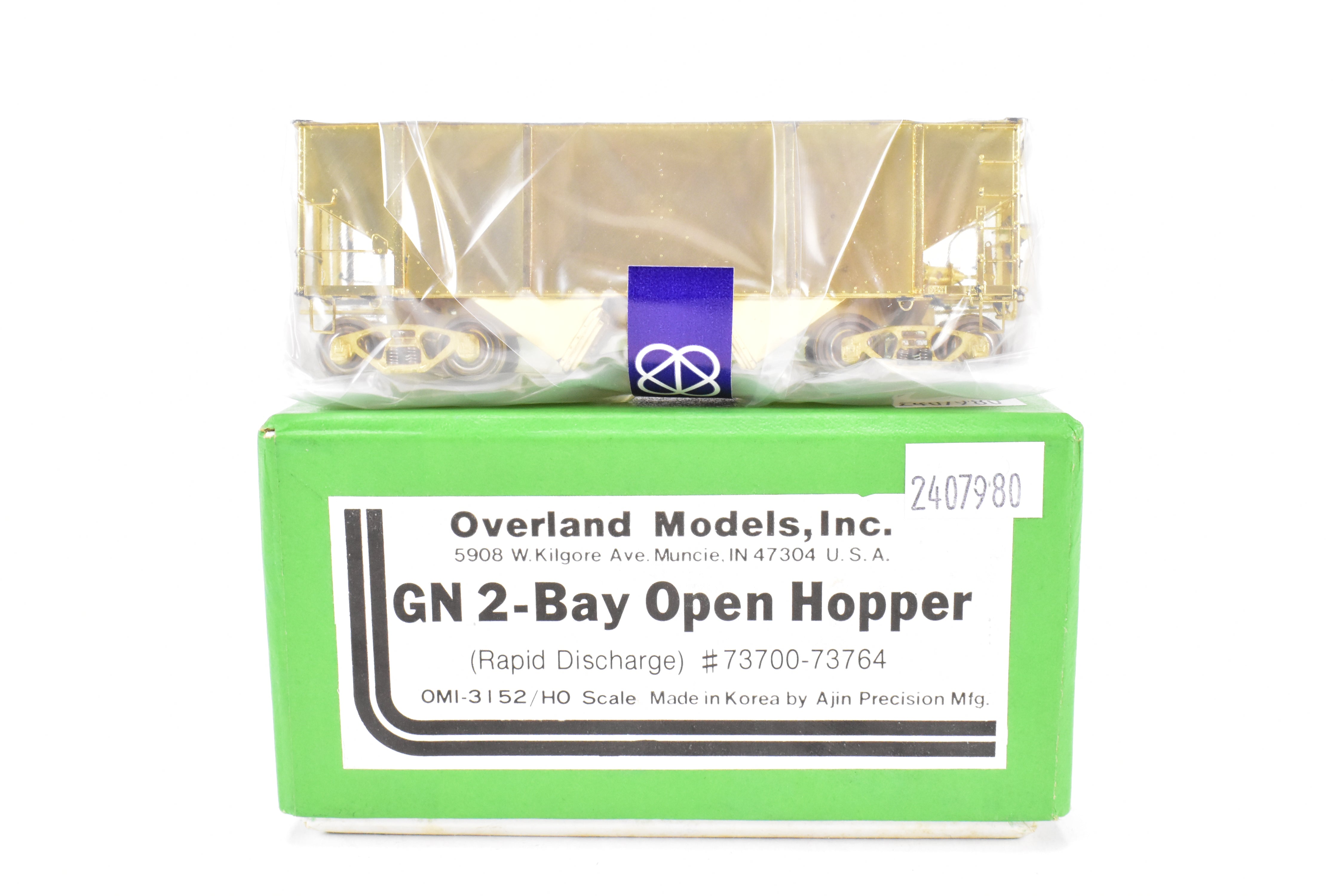 HO Scale Brass OMI - Overland Models, Inc. Great Northern (GN) 2-Bay Open Hopper with Rapid Discharge Function, Brand New and Mint Condition