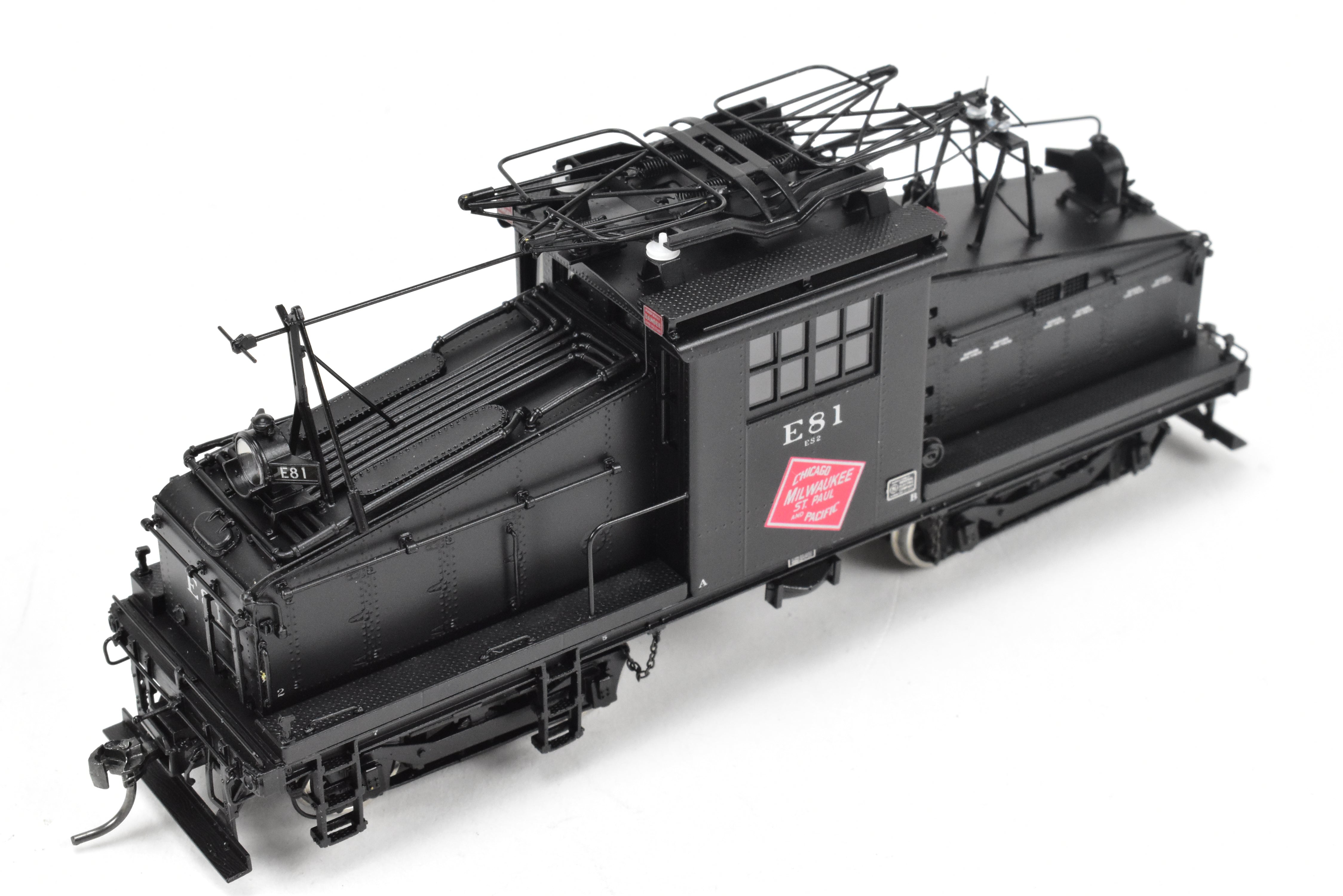 HO Scale Brass Model Train - Overland Models Inc. Milwaukee Road ES - 2 Electric Switcher F/P in Black Color, DCC Ready with New NWSL Gears, Numbered #E81