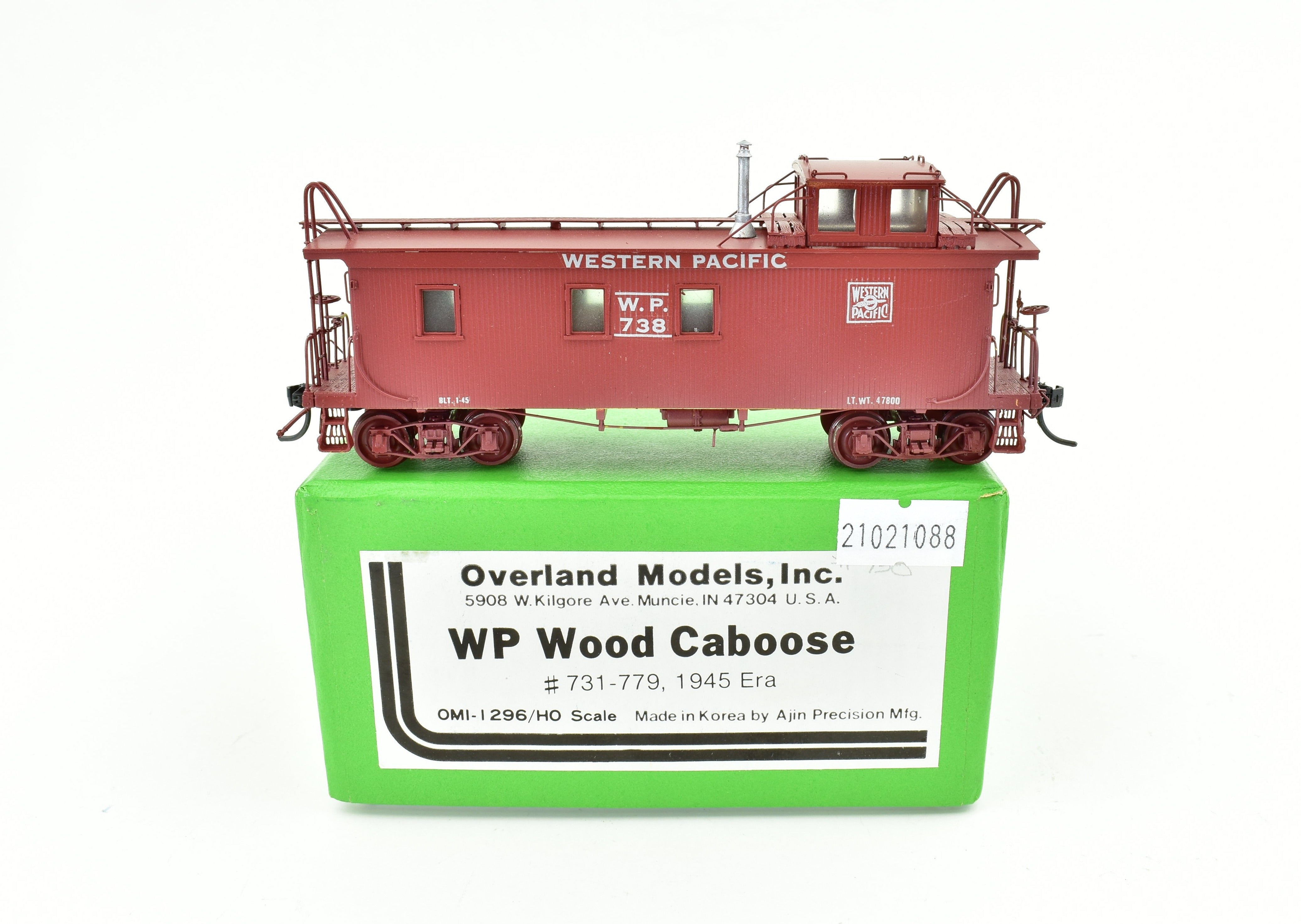 HO Scale Brass Western Pacific Wood Caboose by Overland Models, Custom Painted