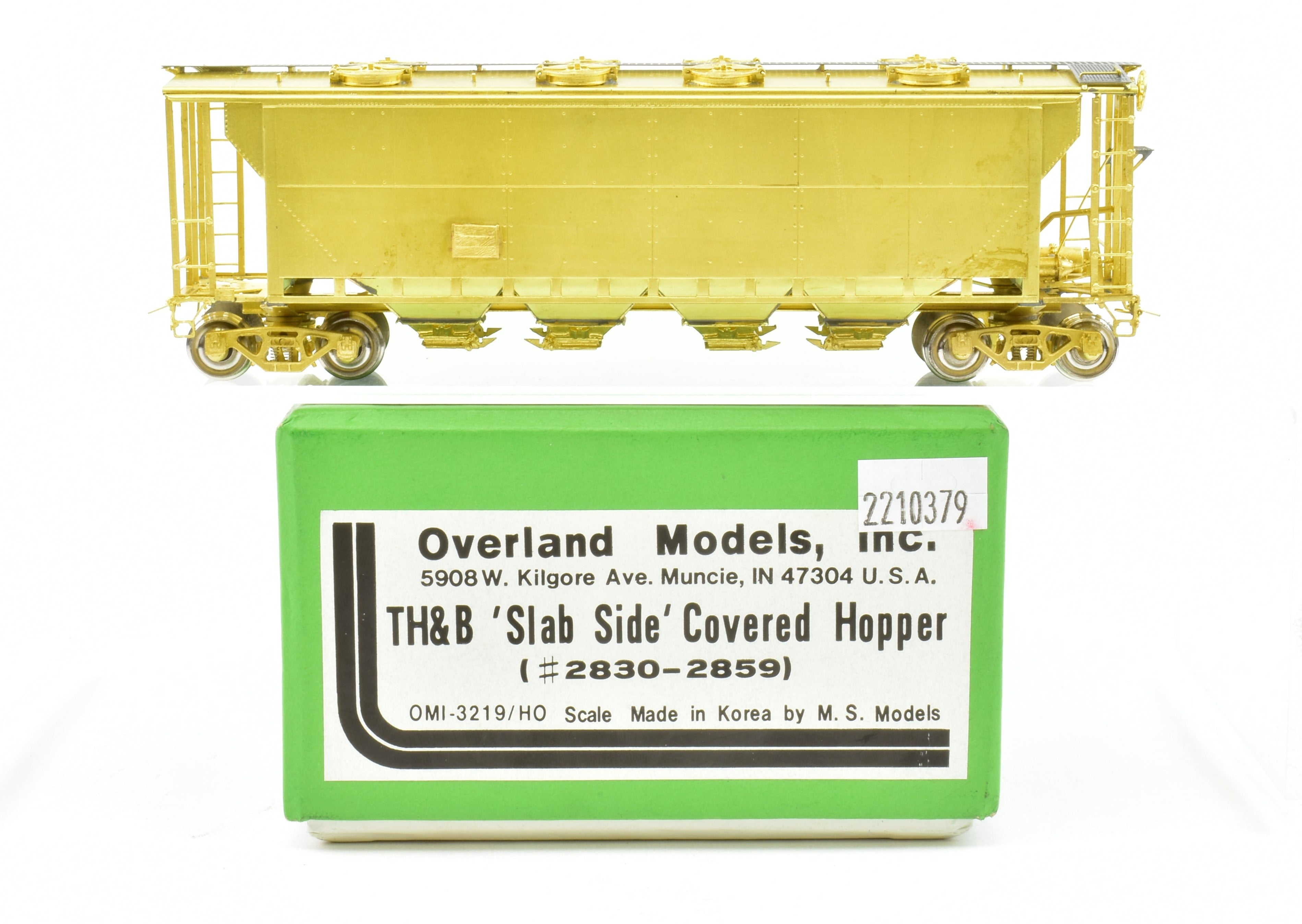 HO Scale Brass Slab Side Covered Hopper Model by Overland Models, Inc. (OMI) Representing Toronto Hamilton & Buffalo (TH&B) #2830 - 2859 Series