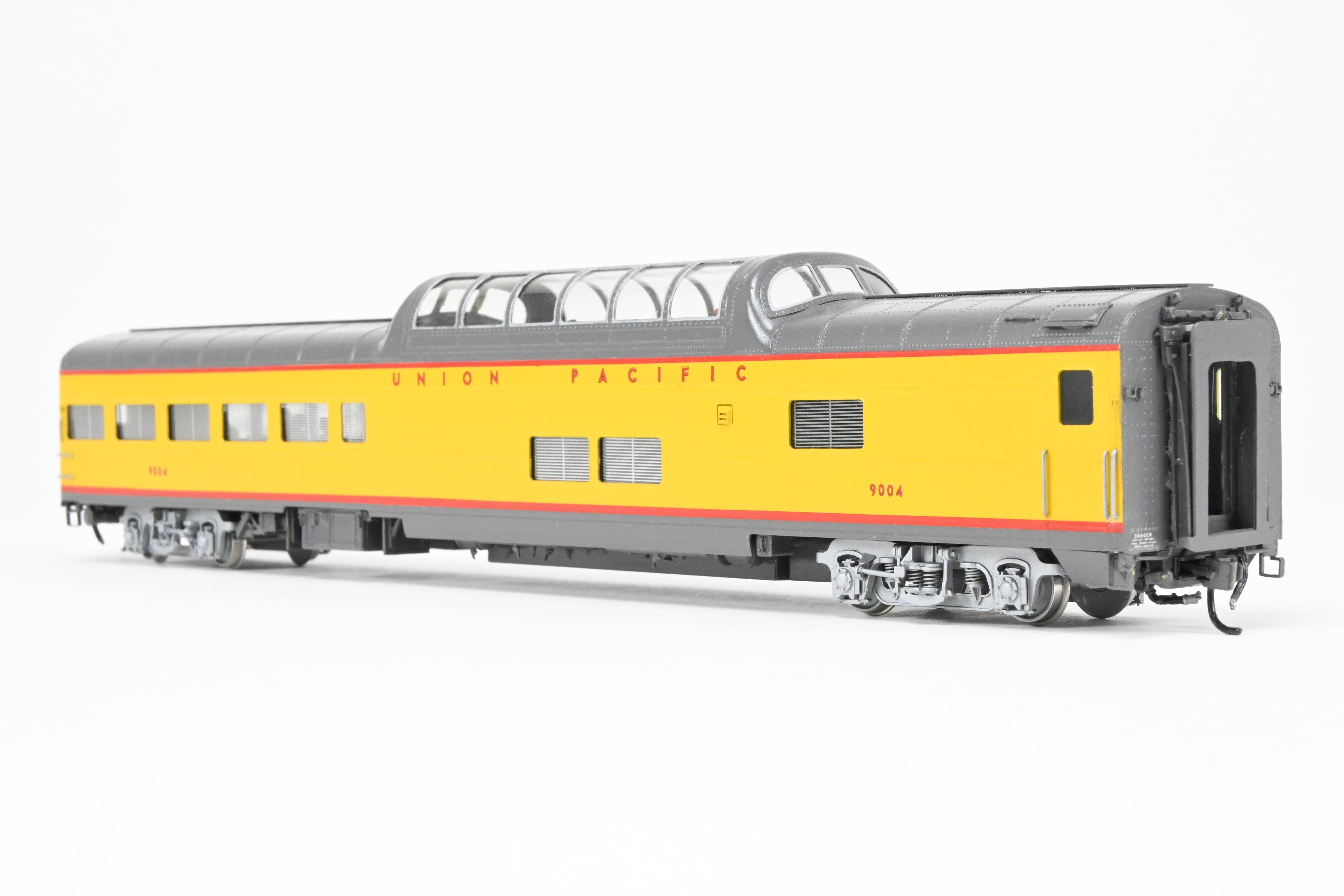 HO Scale Brass Model by Wasatch Model Co. - Union Pacific ACF 1955 9000 Series Dome Lounge Observation Car Modified for Mid - Train Service, Specifically Model C/P #9004