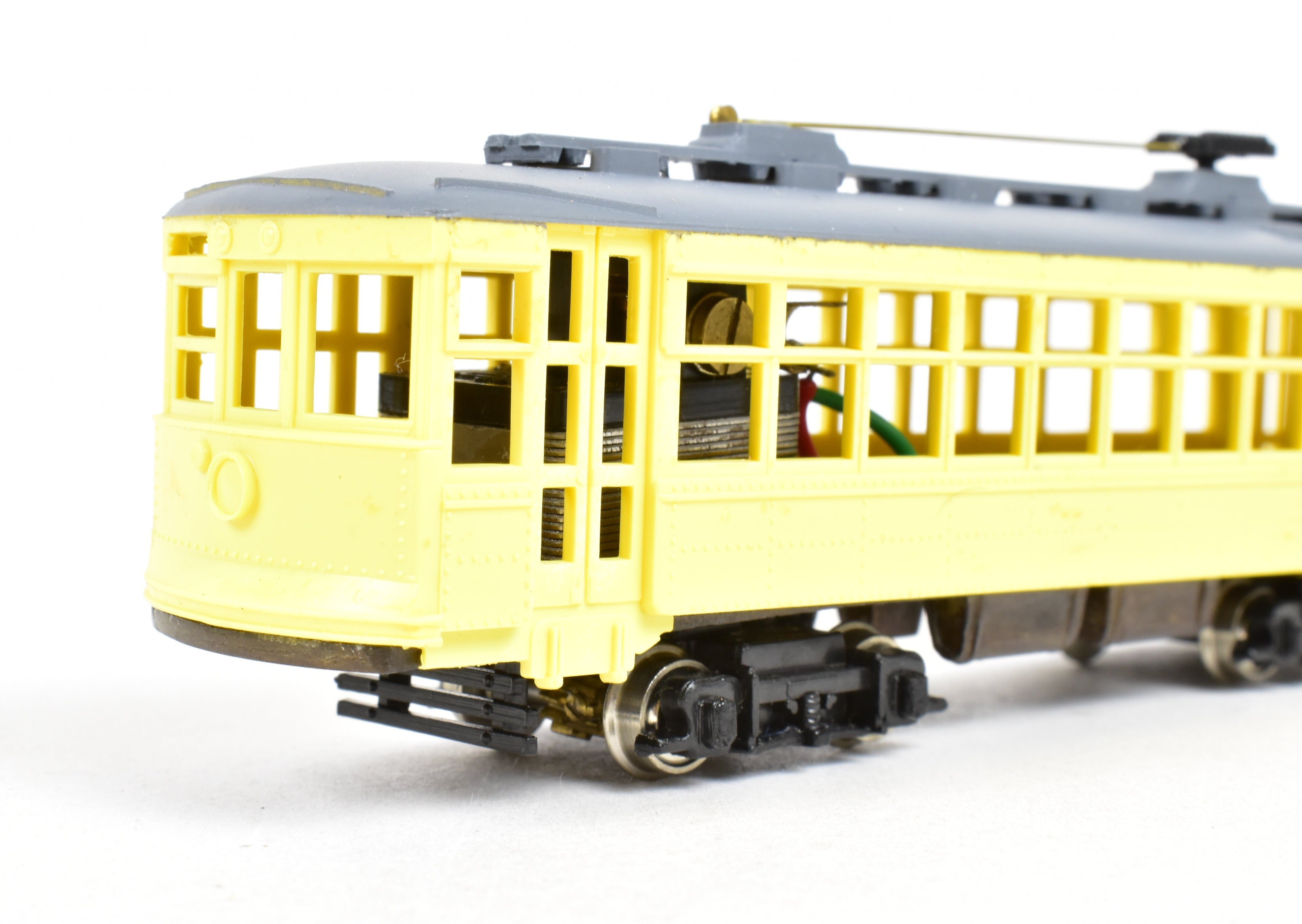 HO Scale American Car Co. Double - Truck Birney Trolley Model by Ken Kidder with Painted Plastic Body
