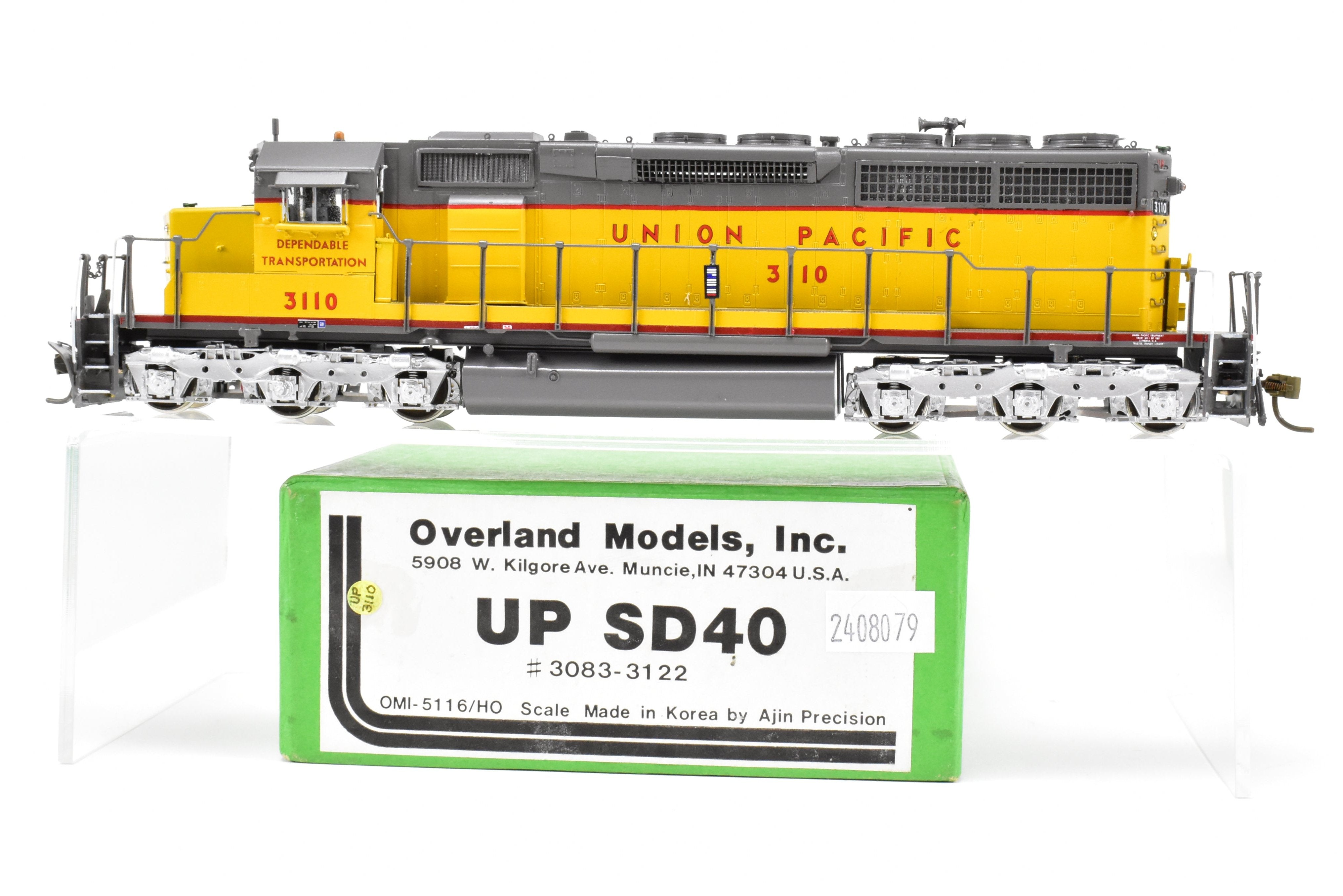 HO Scale Brass Model Train by Overland Models Inc. - Union Pacific EMD SD40 Locomotives with Road Numbers from 3083 to 3122, Specifically CP #3110