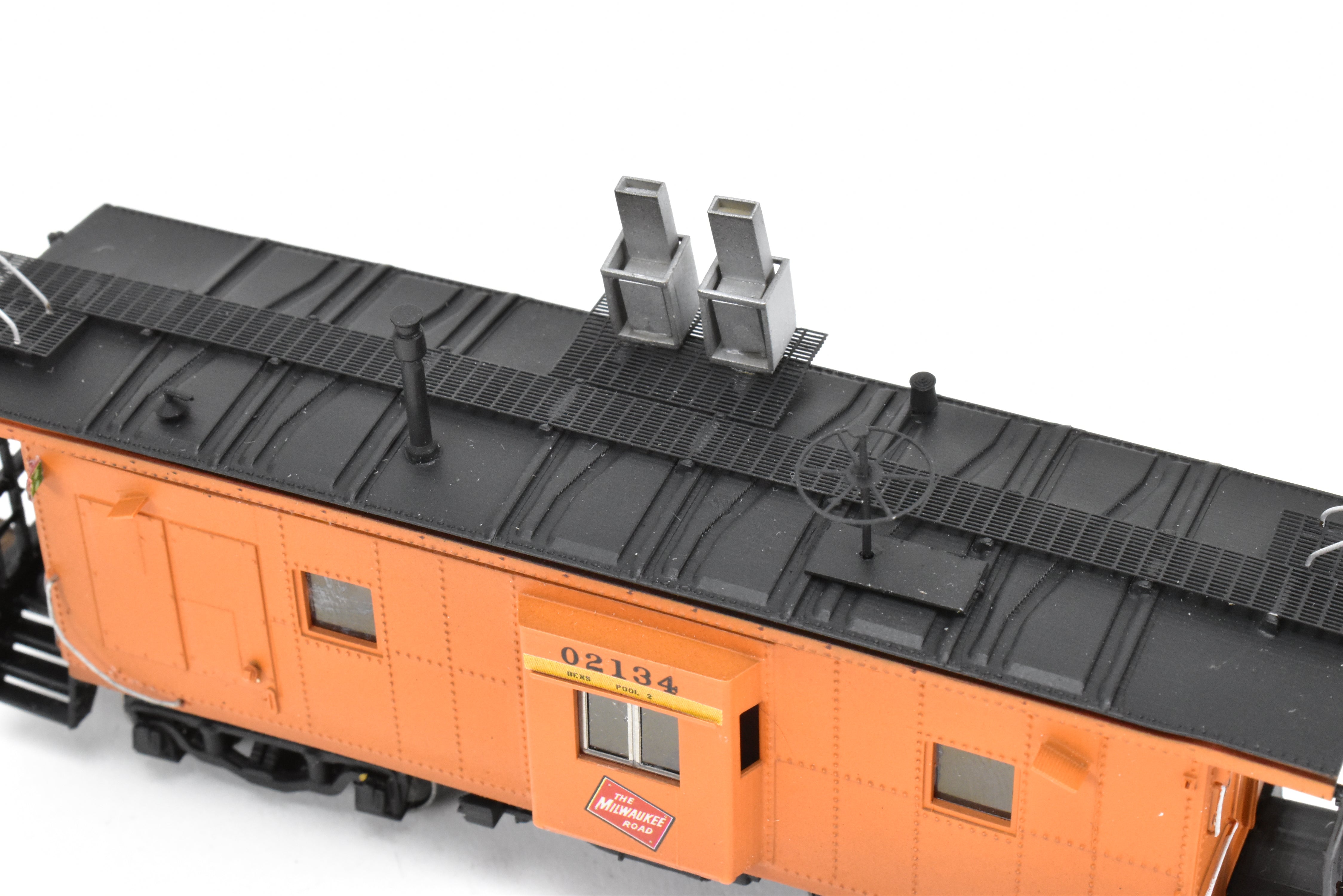 HO Scale 3D Printed Custom Painted Milwaukee Road Thrall Bay Window Caboose Model
