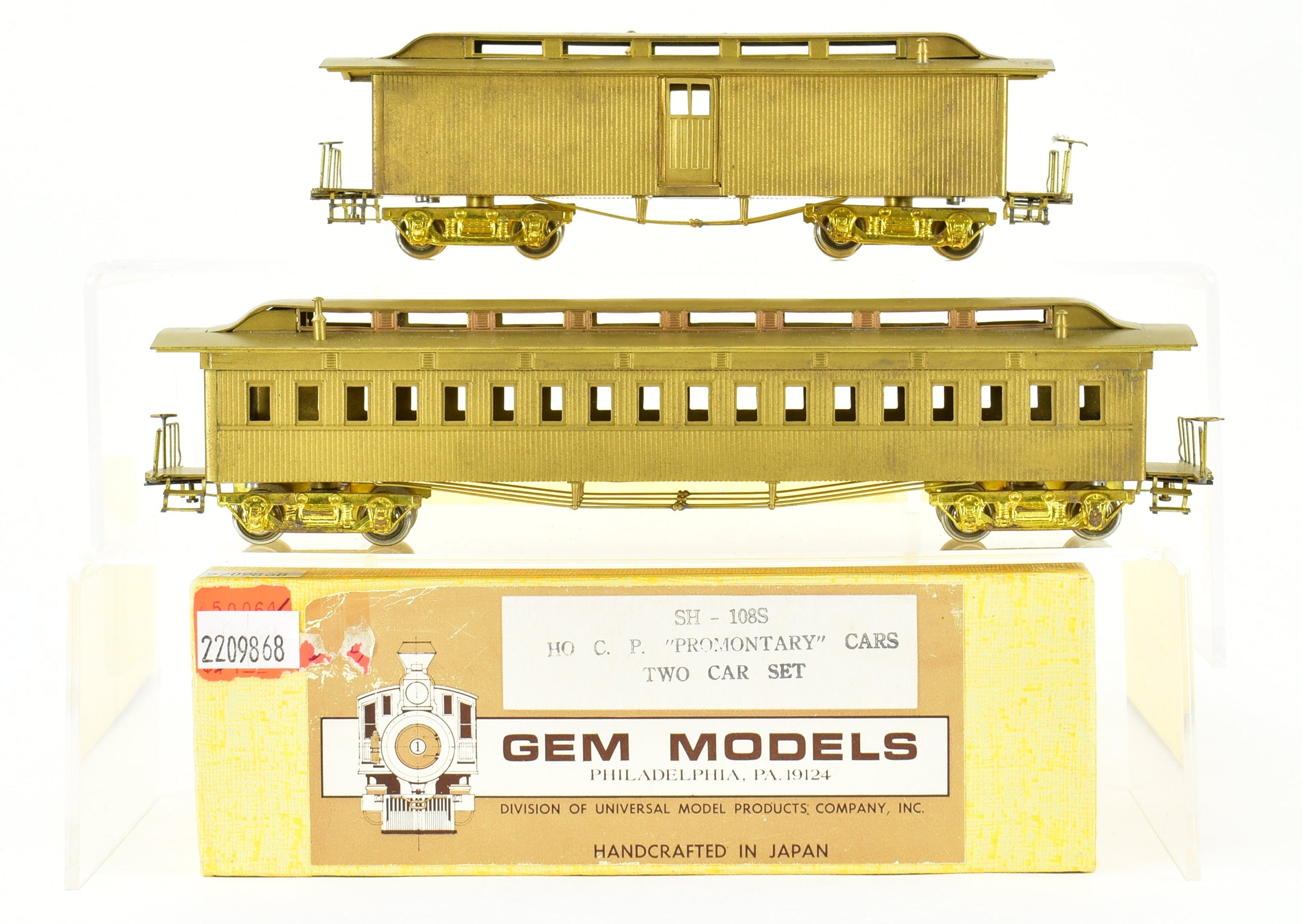 HO Scale Brass Gem Models Collectible Central Pacific Promontory Two - Car Set for Model Train Enthusiasts