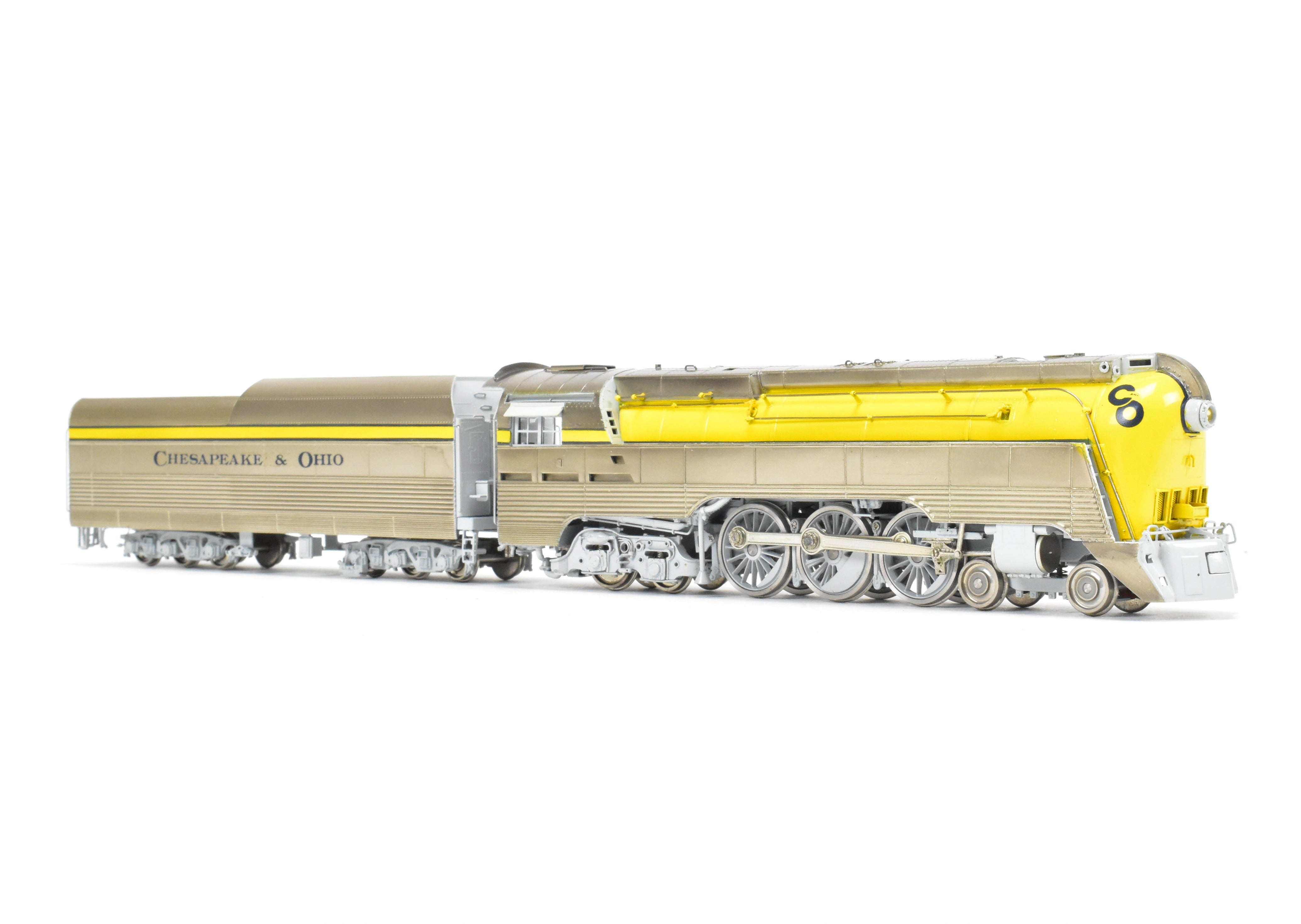 HO Scale Brass Model Train - Precision Scale Co. Chesapeake & Ohio Class L-1 Streamlined 4-6-4 Hudson FP in Stunning Yellow Color