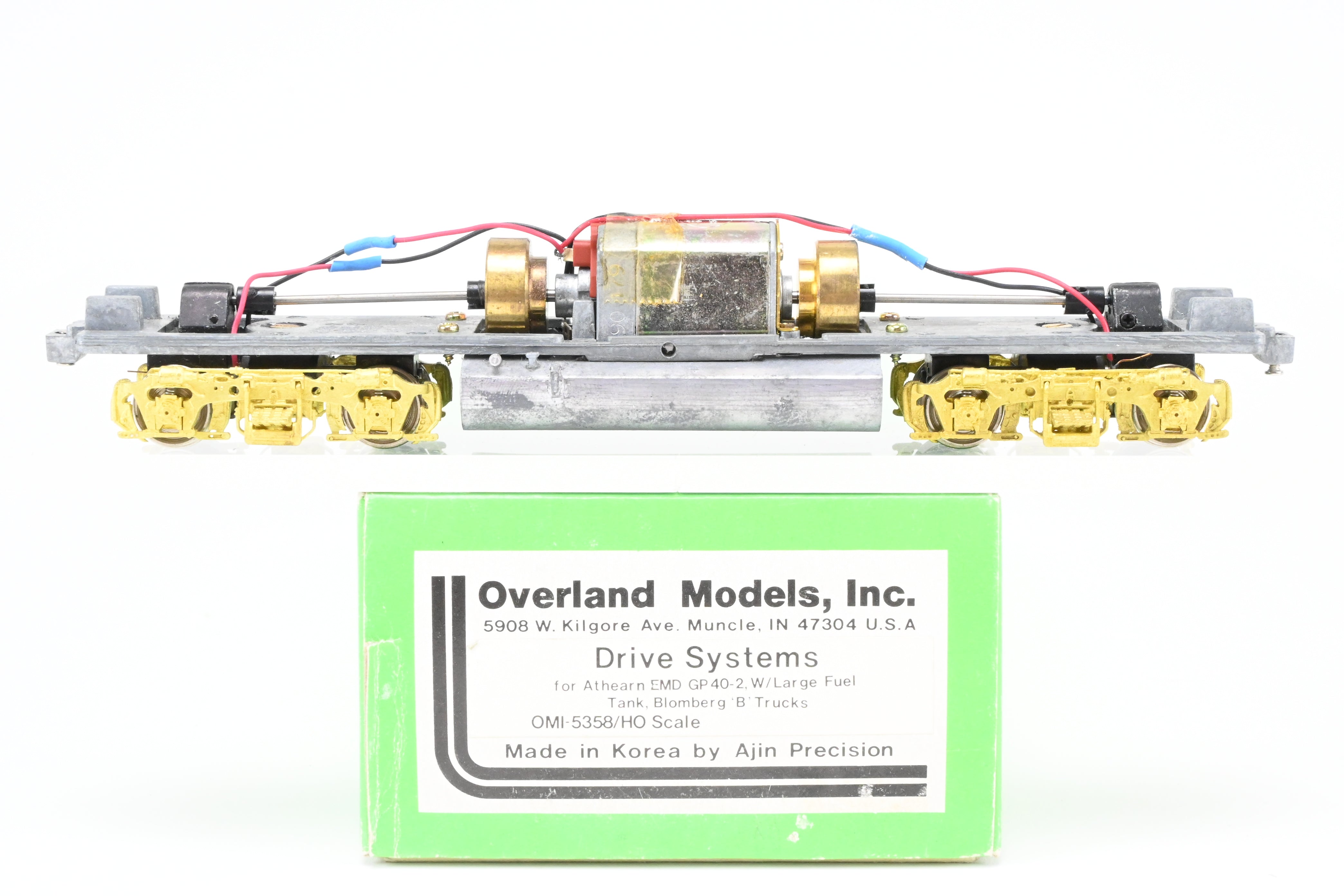HO Scale Brass Athearn EMD GP40 - 2 Model Train Drive Systems with Blomberg B Trucks and Large Fuel Tank from Overland Models Inc. for Various Roads