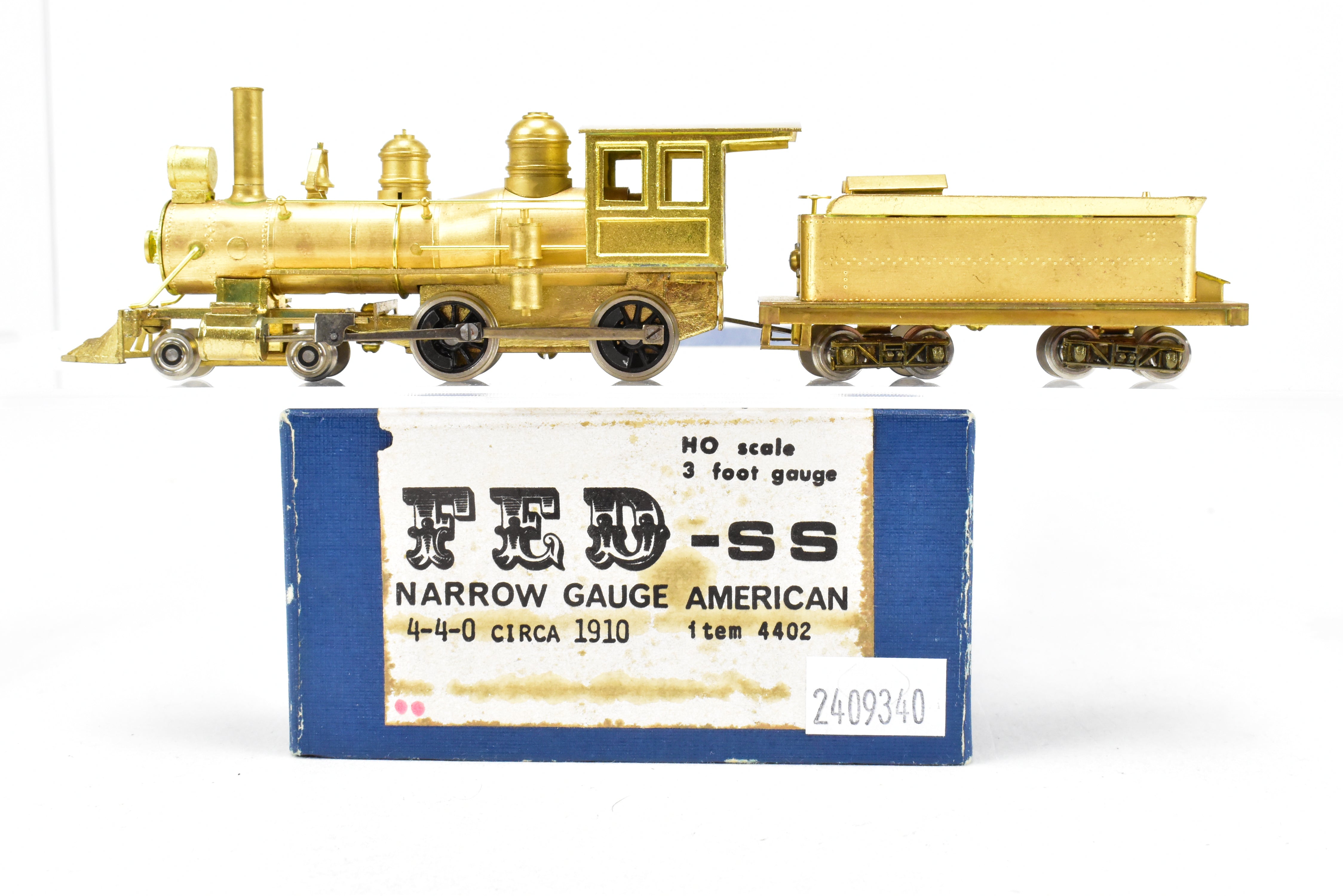 HOn3 Scale Brass Model Train - American 4-4-0 Locomotive from Far East Distributors, Spartan Series Circa 1910