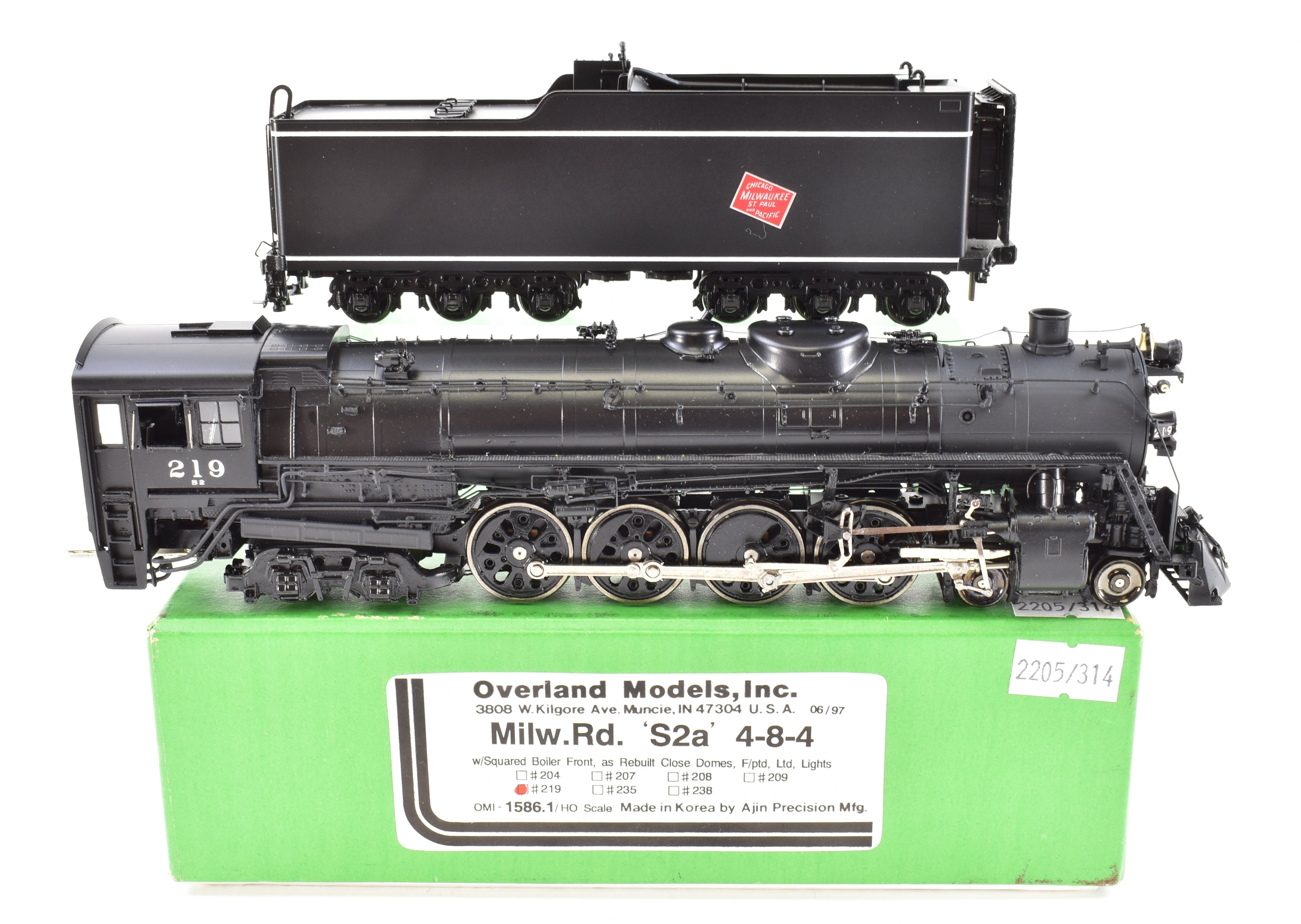 HO Scale Brass Model Train - Overland Models, Inc. MILW - Milwaukee Road S2a 4-8-4 - FP No. 219, High - Quality Collectible Model
