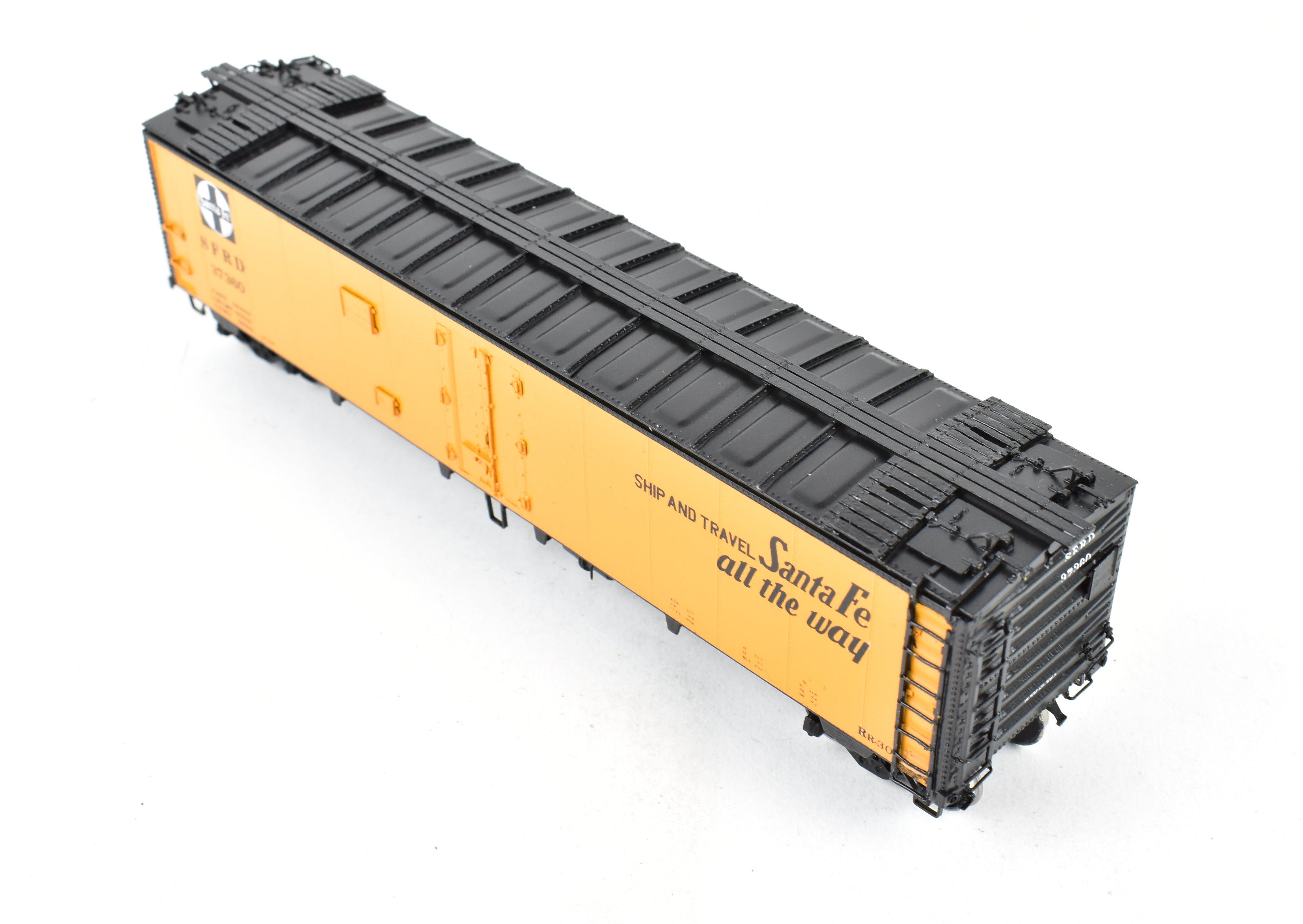 HO Scale Brass Model - Overland Models, Inc. ATSF - Santa Fe SFRD Rr - 30 Class 50 - Foot Ice Bunker Steel Refrigerator Car with Custom Painting by Turner Junction Models