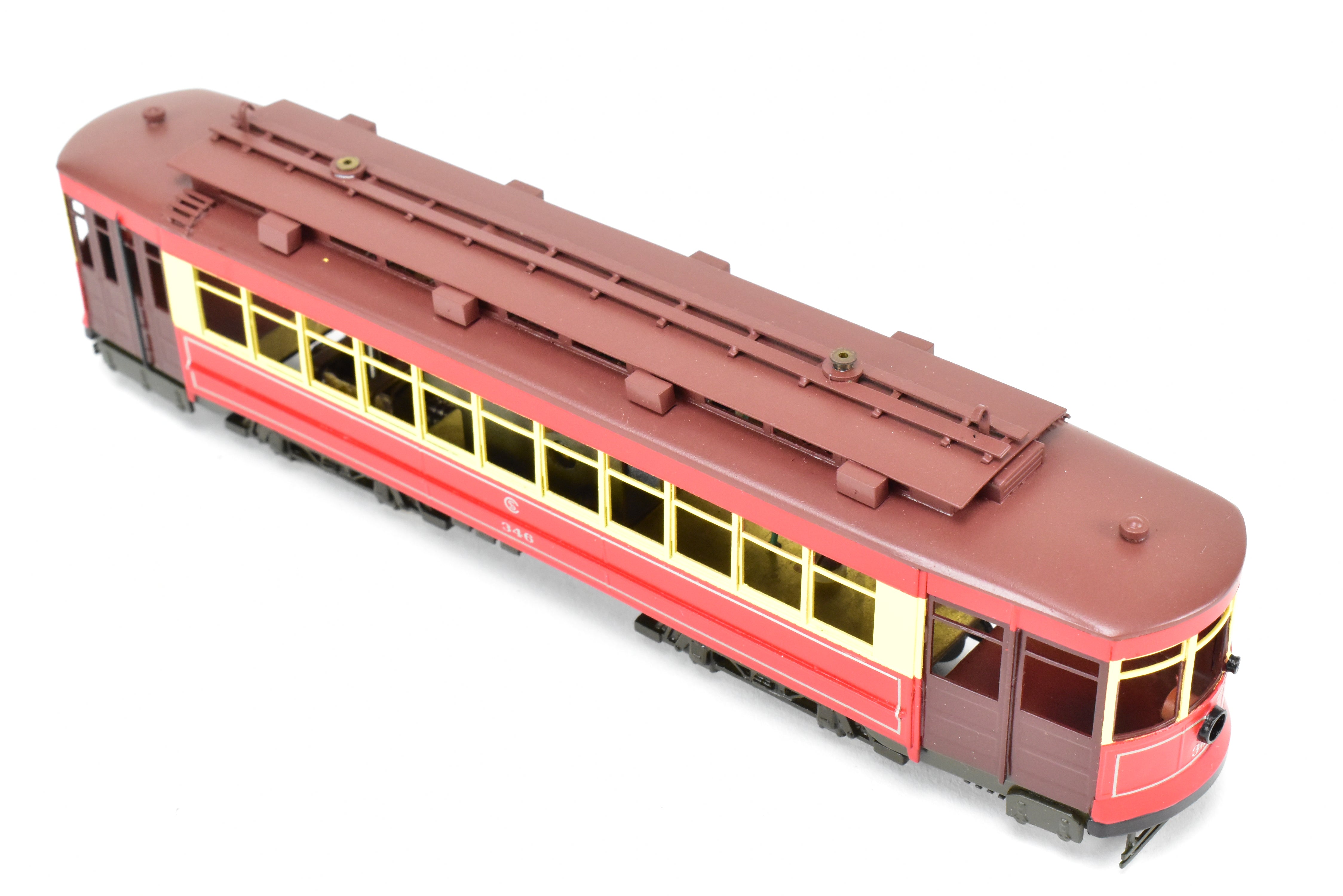 HO Scale Brass Chicago Surface Lines Big Brill Car Model - Fairfield Models 346 CSL, Custom Painted with 4 Vents, Road Number 346