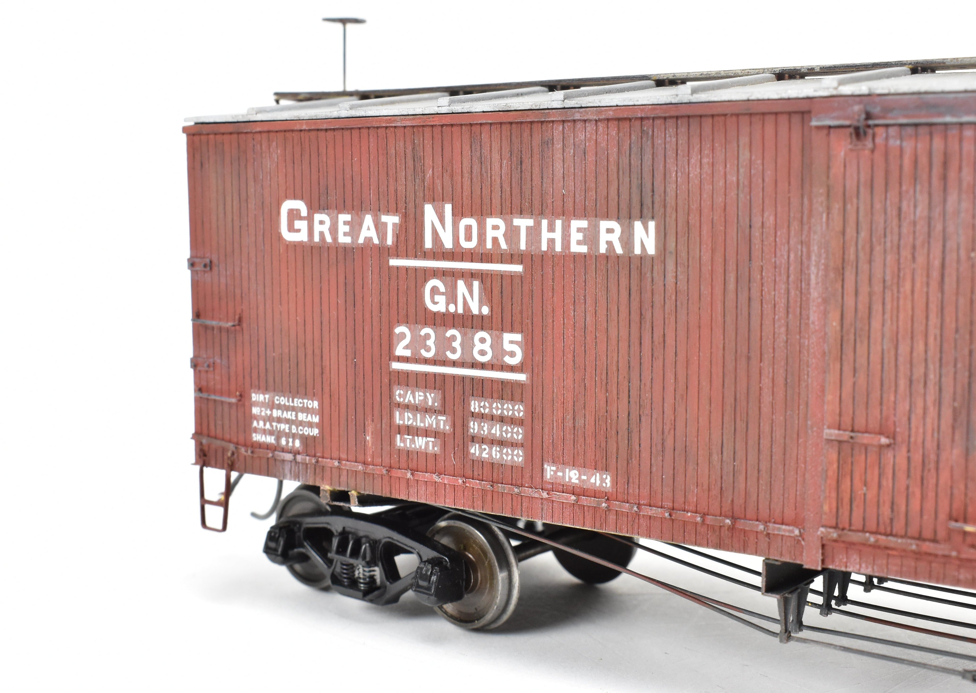 O Scale GN Great Northern 40' Truss Rod Pro - Built Painted Wood & Brass Boxcar Kit 403221