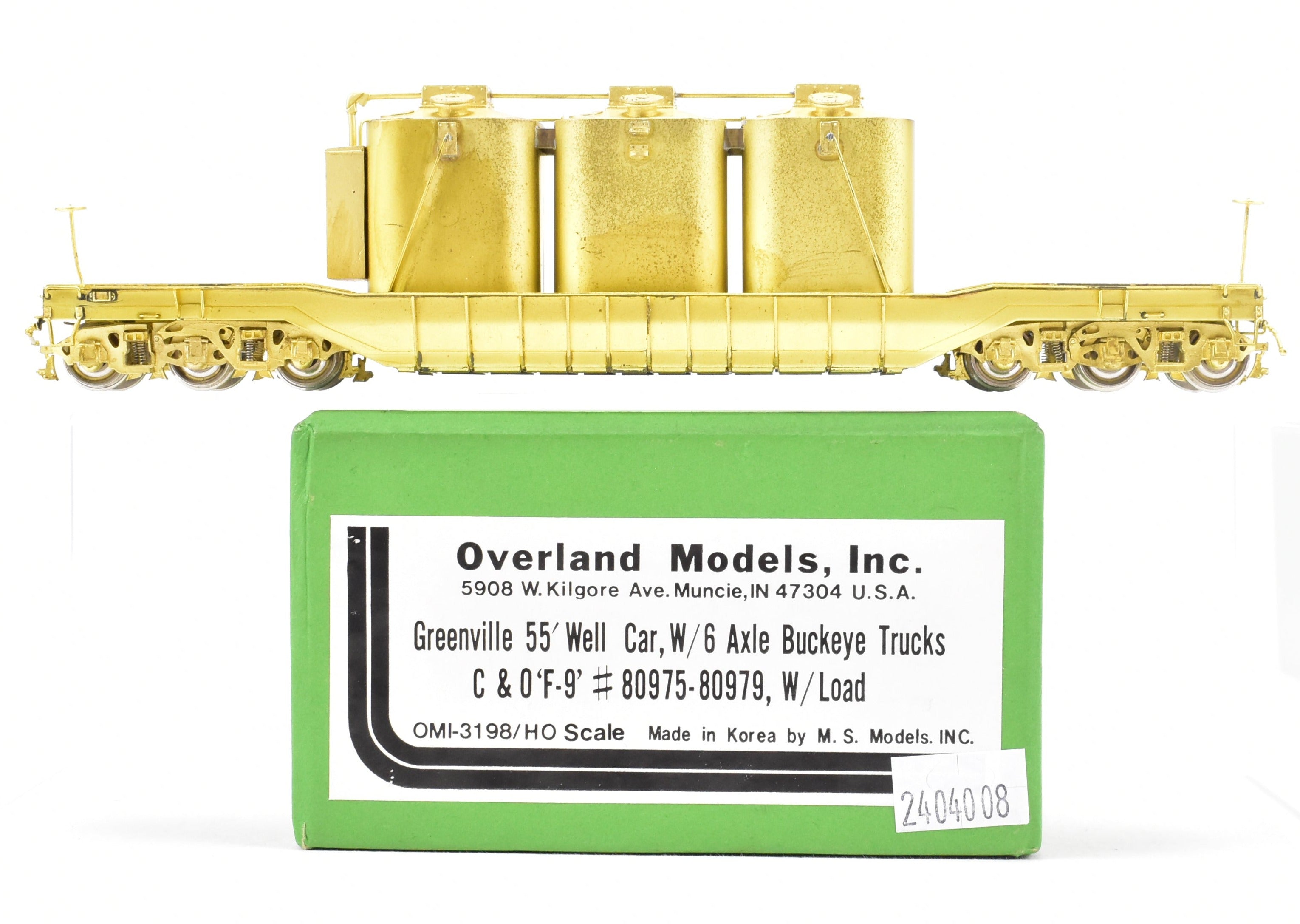 HO Scale Brass Greenville 55' Well Car with Transformer Load by OMI - Overland Models, Inc. for Chesapeake & Ohio (C&O) Railroad