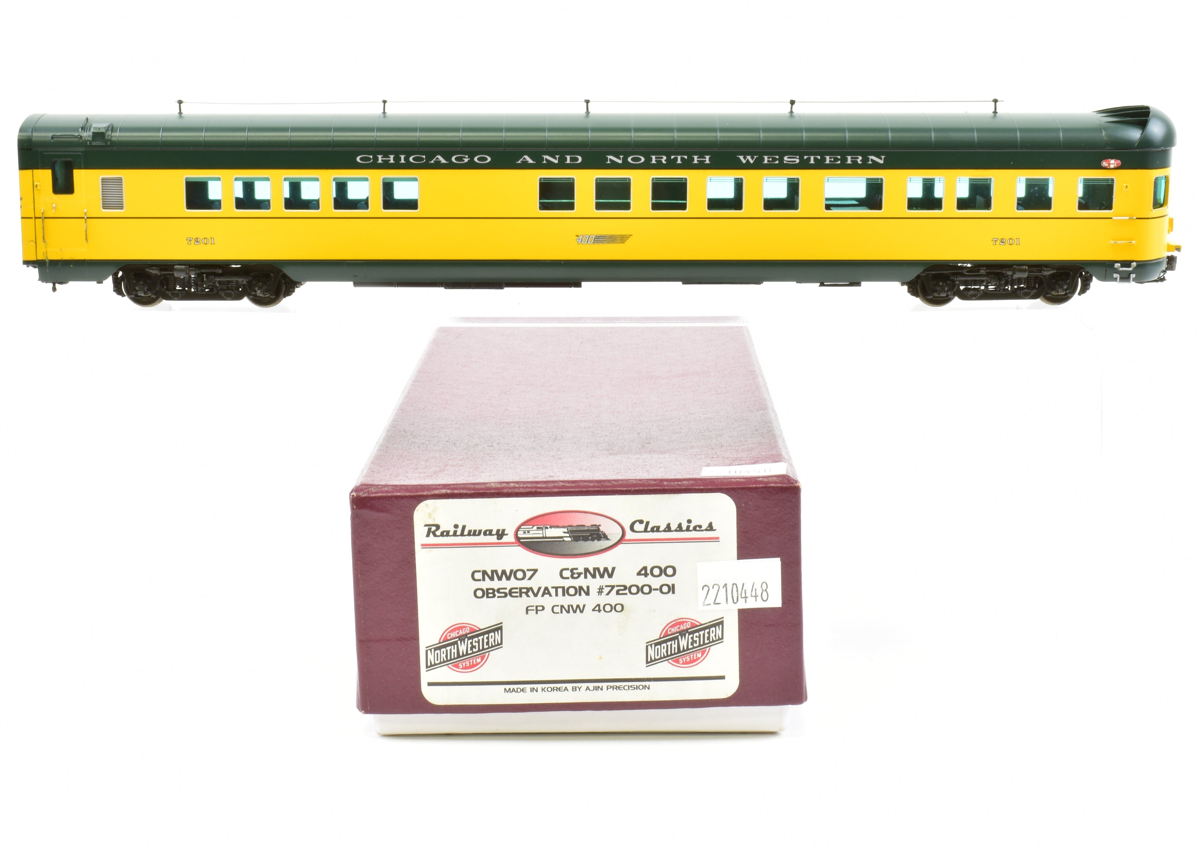 HO Scale Brass C&NW - Chicago and North Western 400 Observation FP 7201 Railway Classic Model
