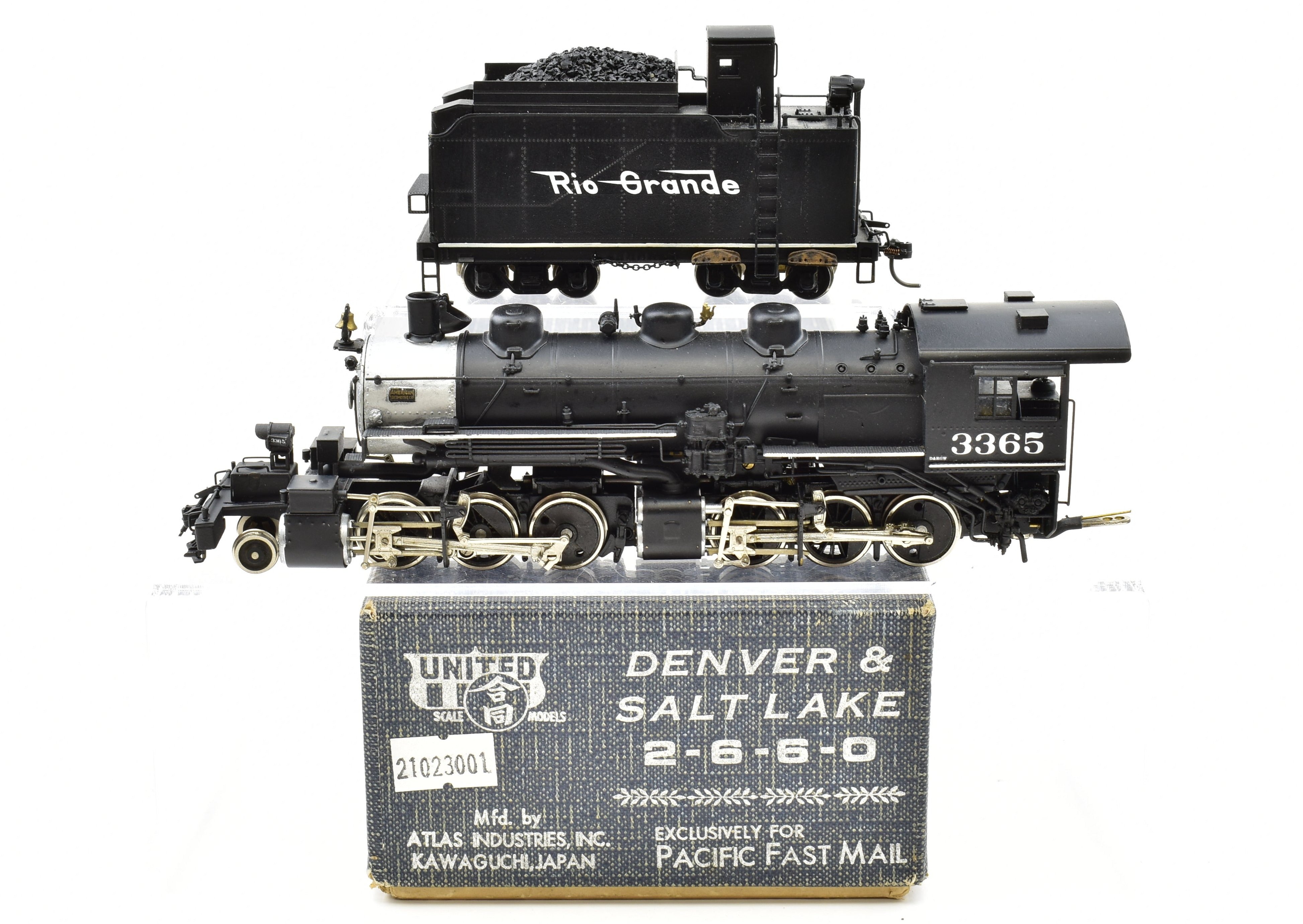 HO Scale Brass Pacific Fast Mail Model Train - United D&SL - Denver & Salt Lake - D&RGW - Denver & Rio Grande Western 2-6-6-0 CP 3365