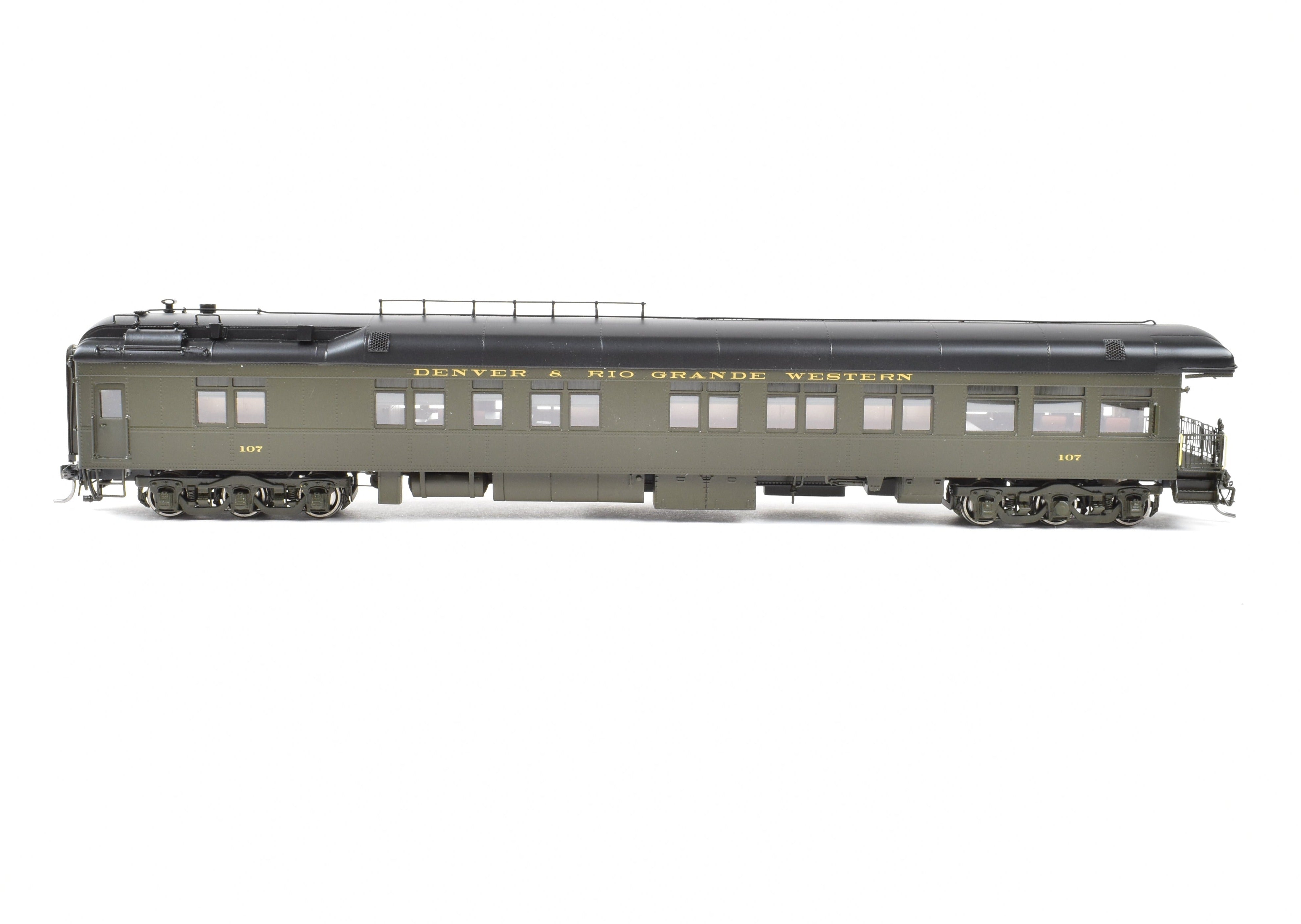 HO NEW Brass North Bank Line D&RGW 107 Business Car in Pullman Green (1951 - 1955)