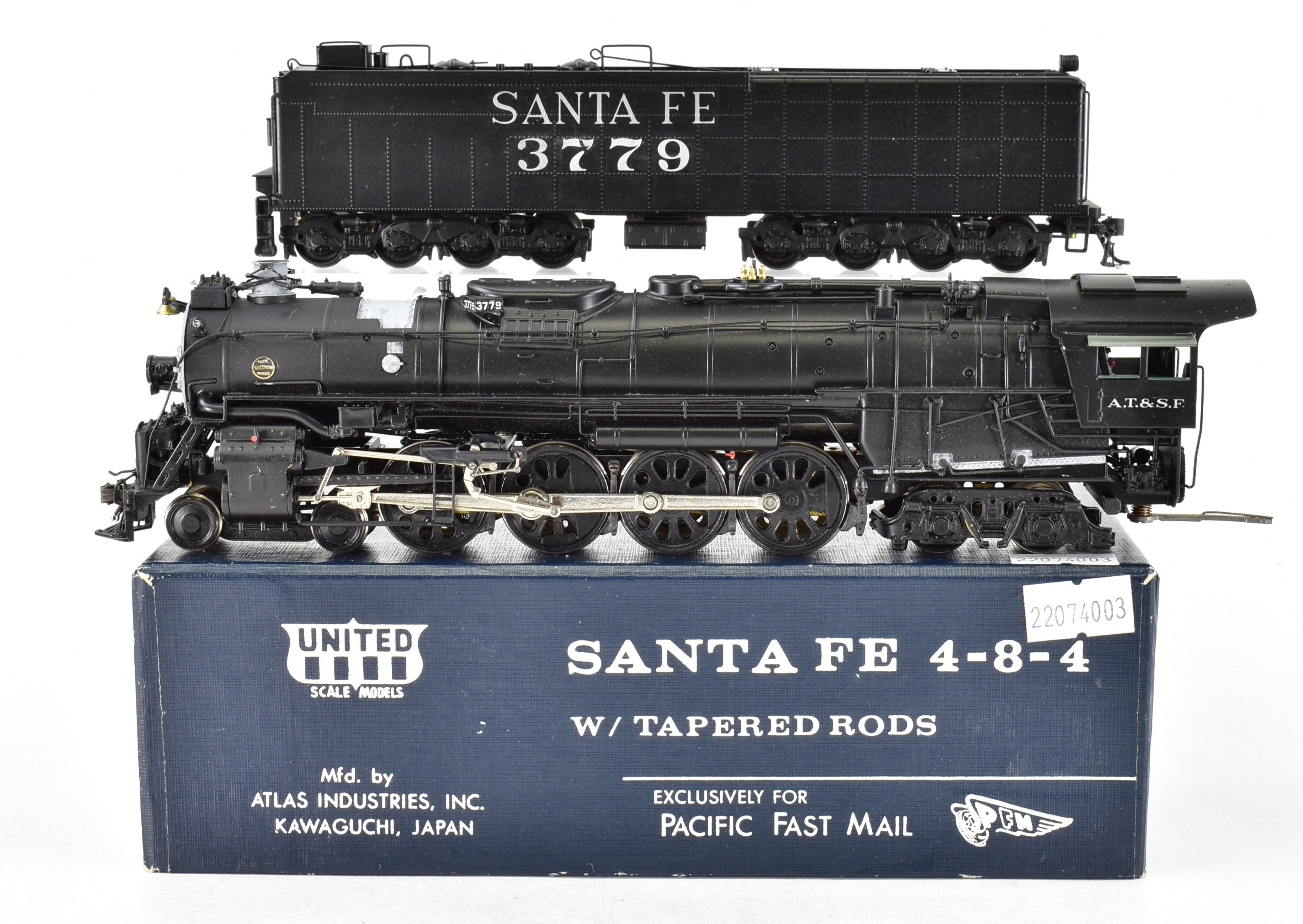 HO Scale Brass PFM - United ATSF - Santa Fe 4-8-4 Northern Steam Locomotive Model from 1981 Hi - Grade Tapered Rods Version with Custom Painting