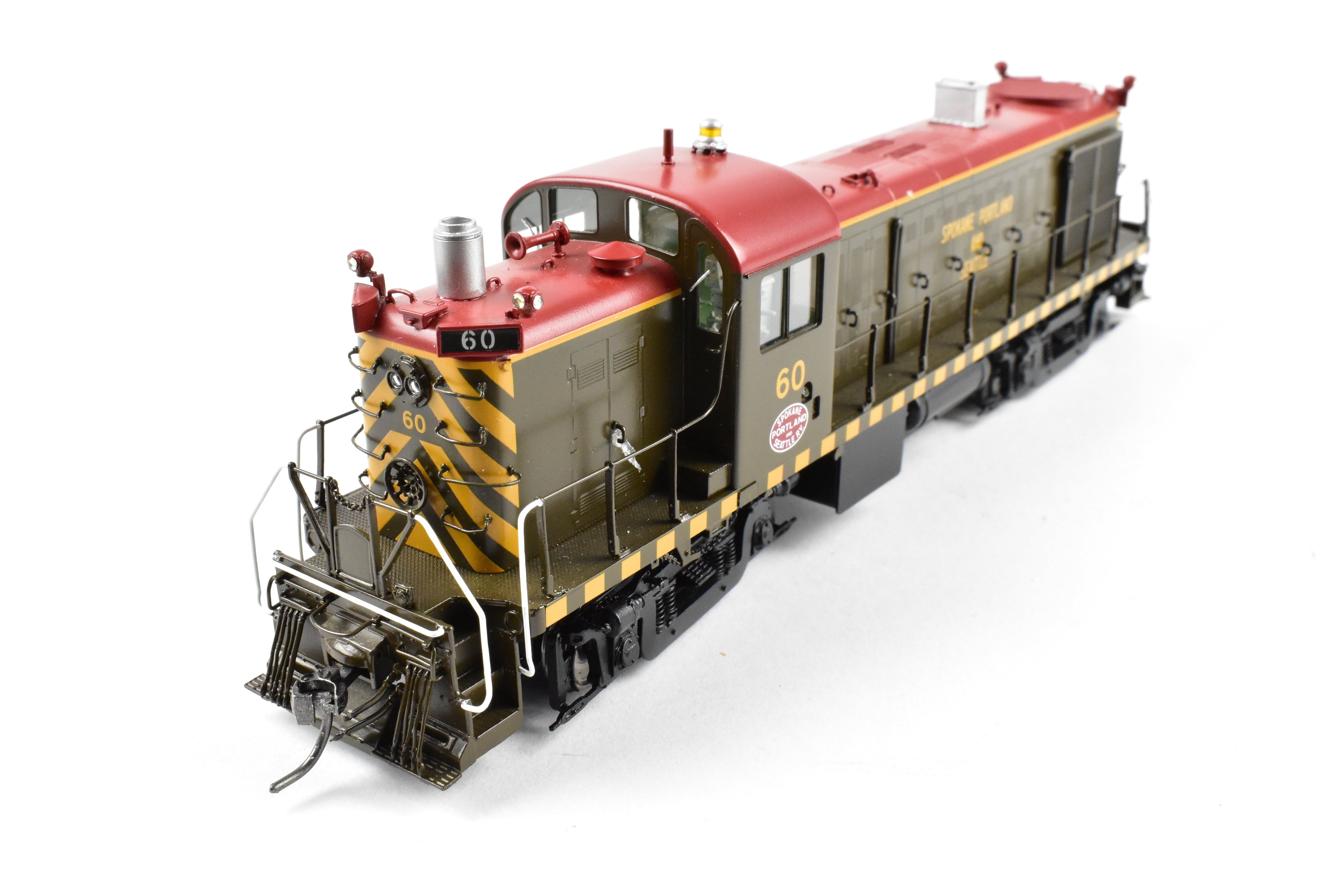 HO Scale Brass Model Train Engine - Division Point (DVP) SP&S (Spokane Portland & Seattle) Alco RS - 2 Factory Painted Tiger - Stripe Engine #60