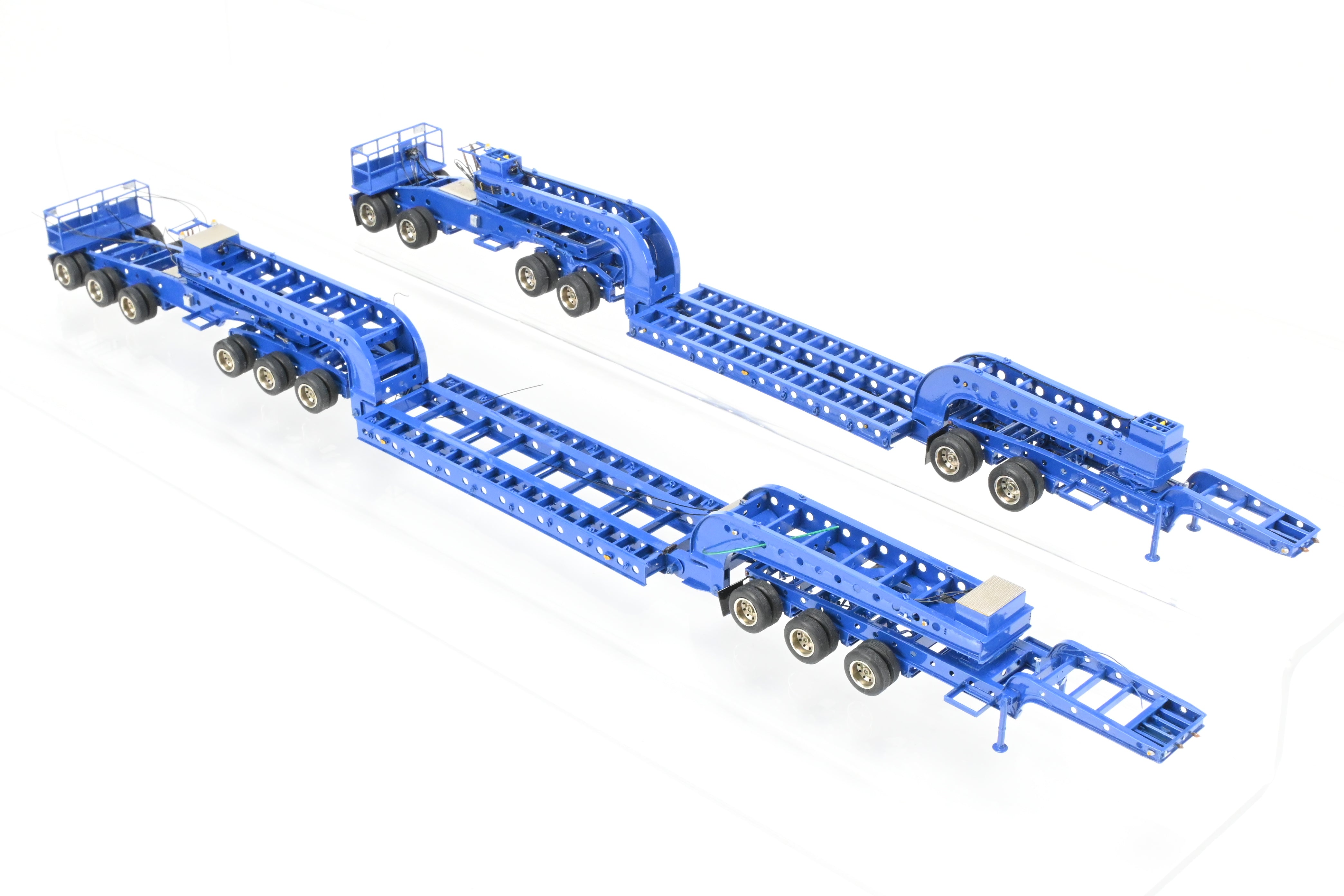 HO Scale Brass Construction OMI - Overland Models, Inc. Nelson Miller Transfer Extremely Rare One-of-a-Kind Pilot Models of 6-Axle and 9-Axle Heavy Haul Trailers in FP Blue, Never Produced