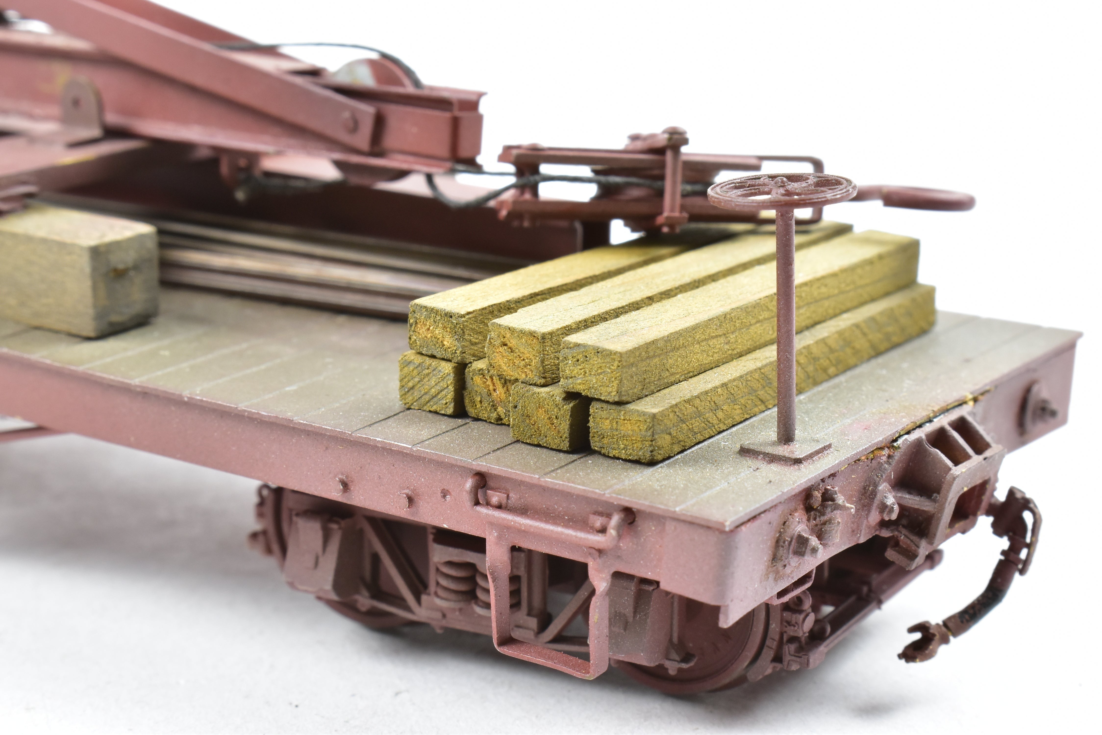 Custom Painted On3 Brass Model of D&RGW - Denver & Rio Grande Western Derrick OP with Idler Car by Westside Model Co.
