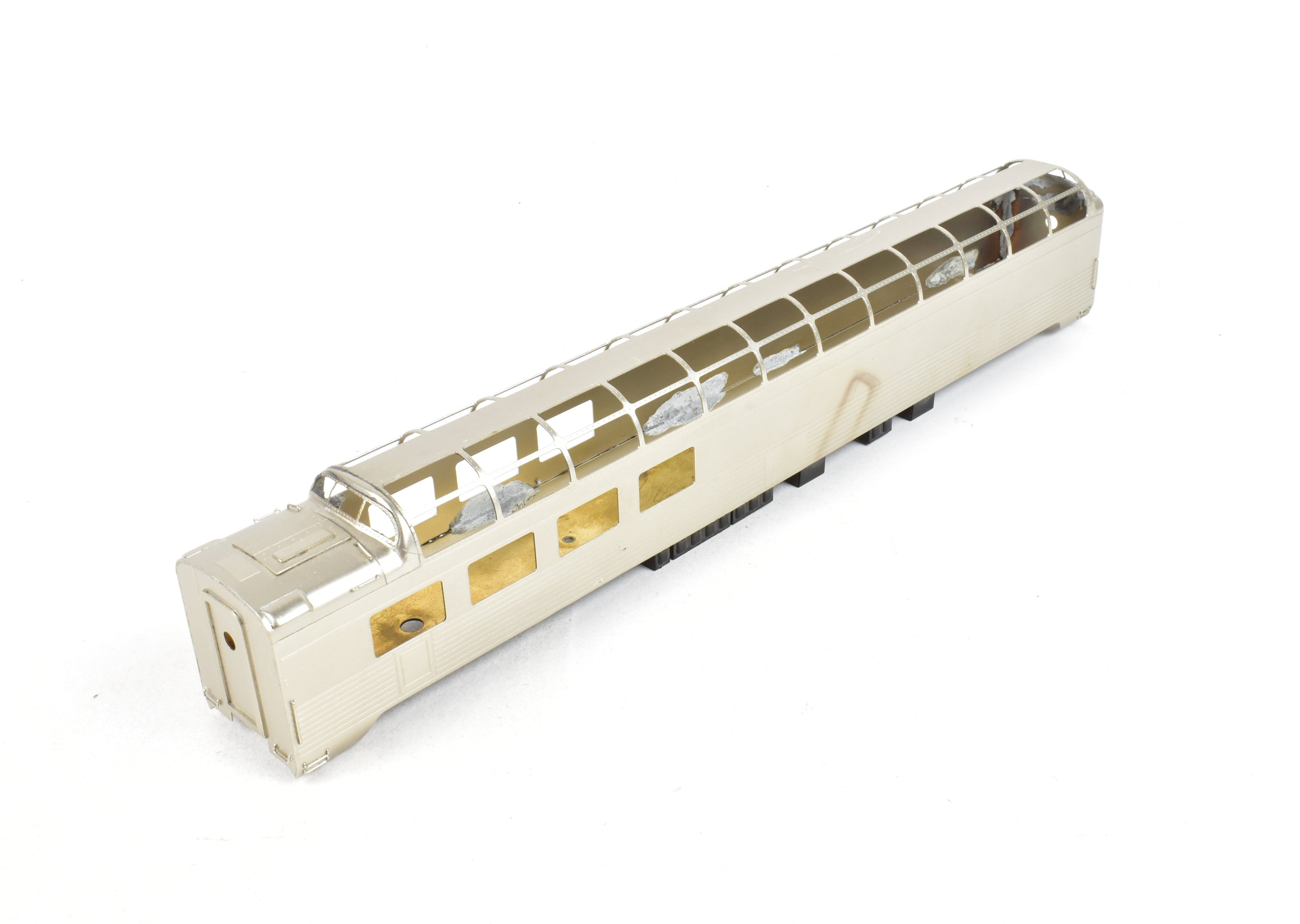 HO Scale Brass Model of Southern Pacific 3/4 Length Dome Corrugated Train Car by S. Soho & Co. without Trucks