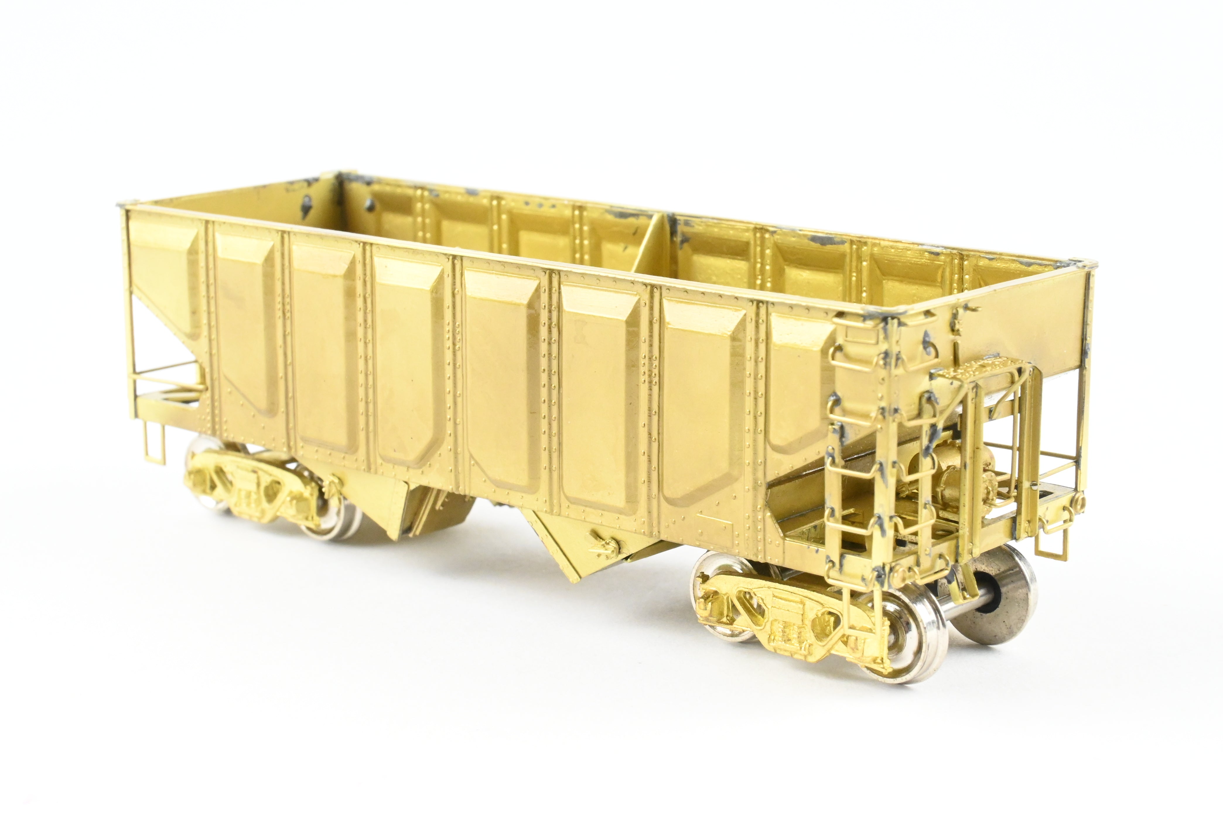 HO Scale Brass Model Train - OMI (Overland Models, Inc.) USRA (United States Railway Administration) 2-Bay Hopper Car with Pressed Sides for Various Roads in the United States