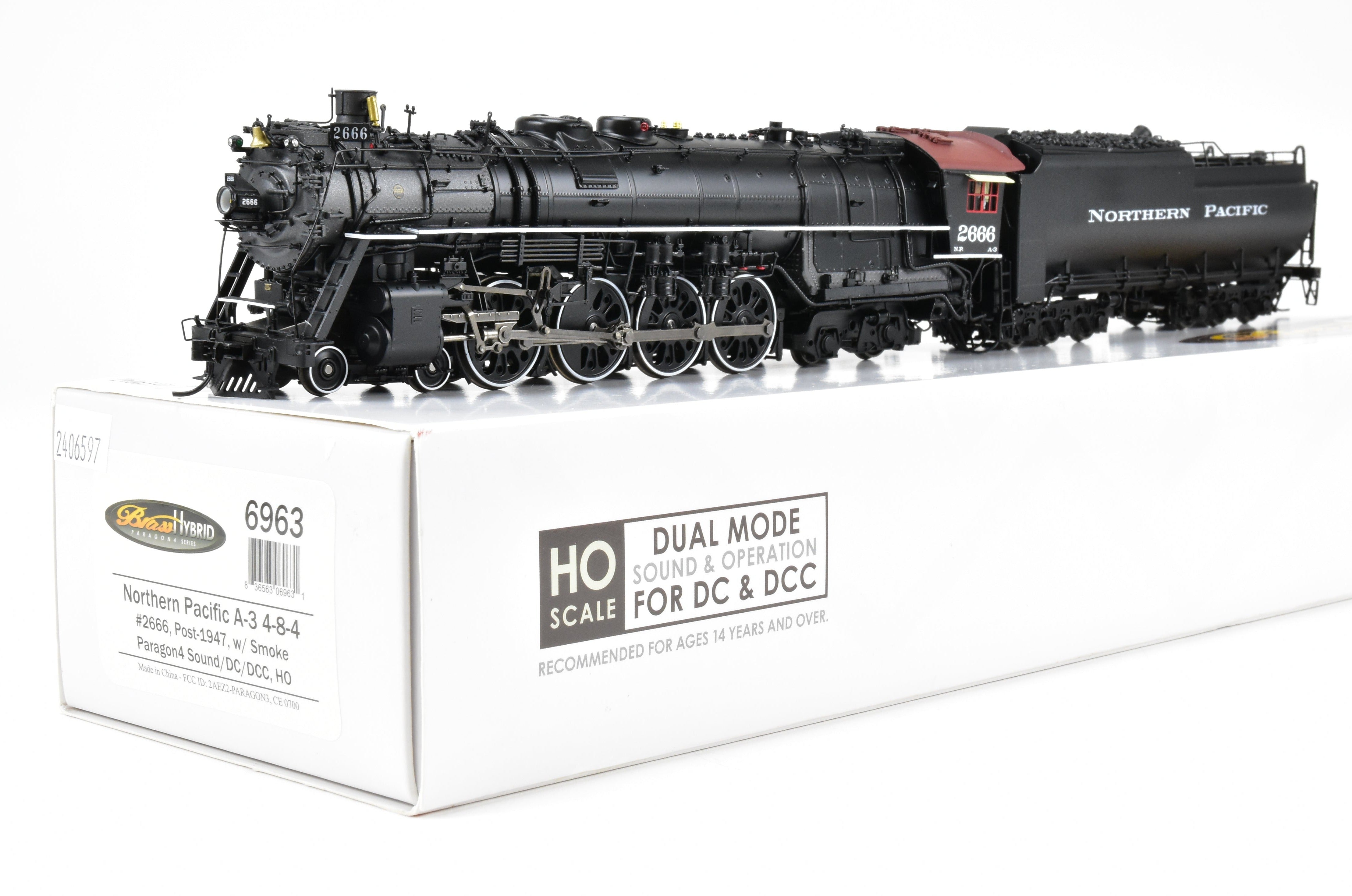 HO Scale Brass Hybrid Model Train by BLI - Broadway Limited Imports, NP - Northern Pacific A - 3 4 - 8 - 4 FP #2666 with Smoke and Paragon 4 Sound for Both DC and DCC Layouts