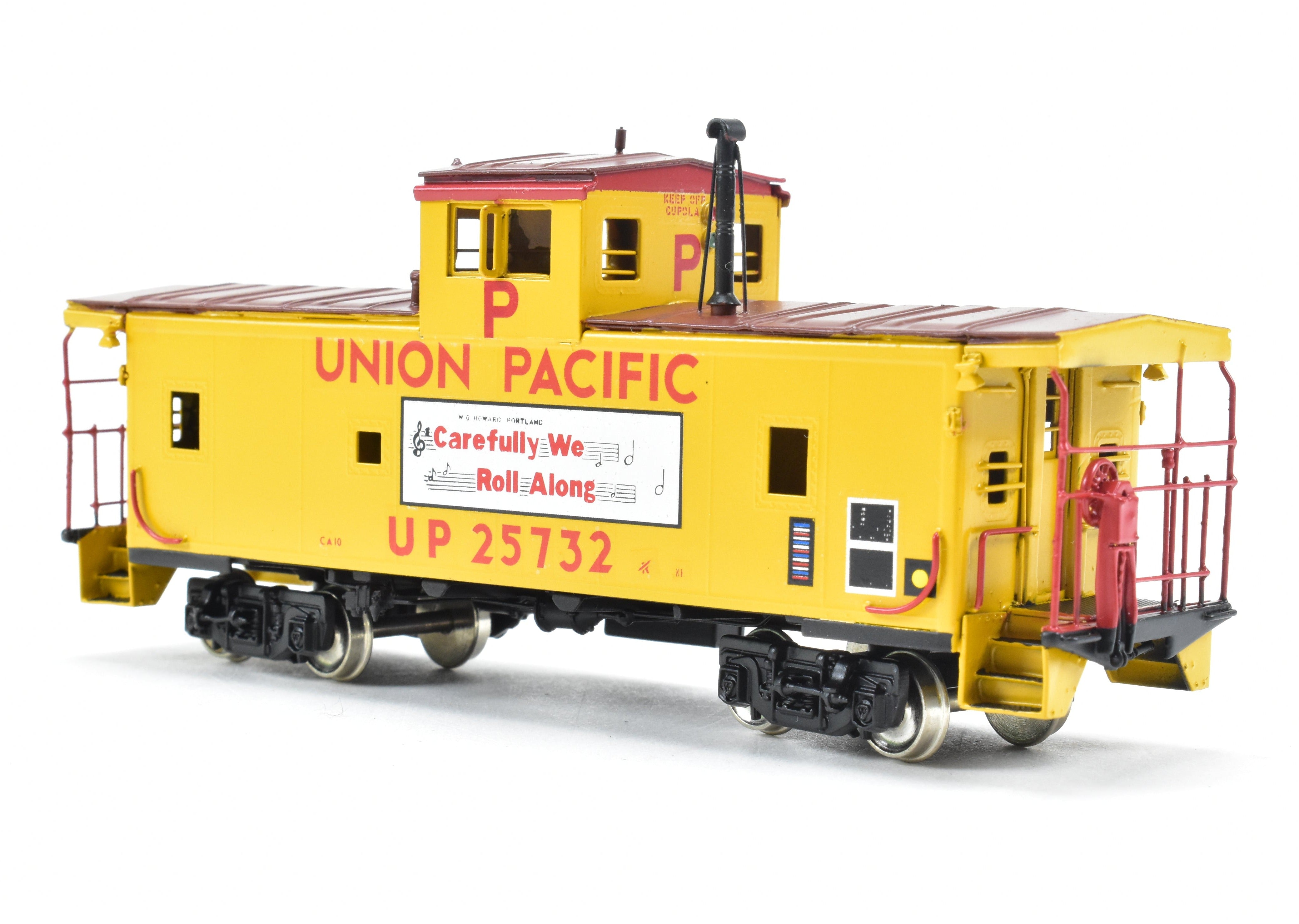 HO Scale Brass Union Pacific CA - 10 Caboose Model by Overland Models, Inc. (OMI) with Custom Paint and Slogan #25732