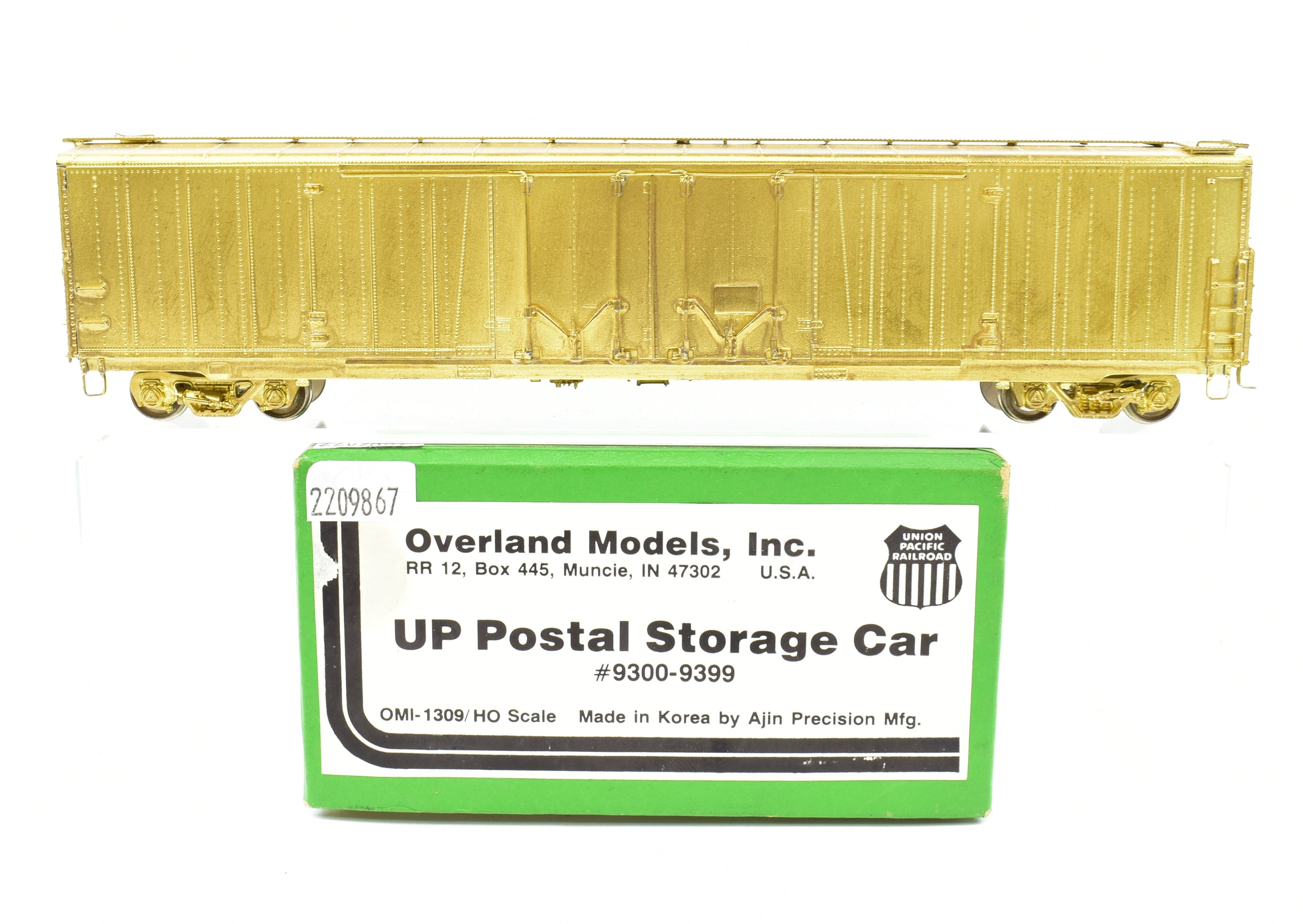 HO Scale Brass OMI - Overland Models, Inc. Union Pacific Postal Storage Car in the Series #9300 - 9399 for Model Railroading Enthusiasts