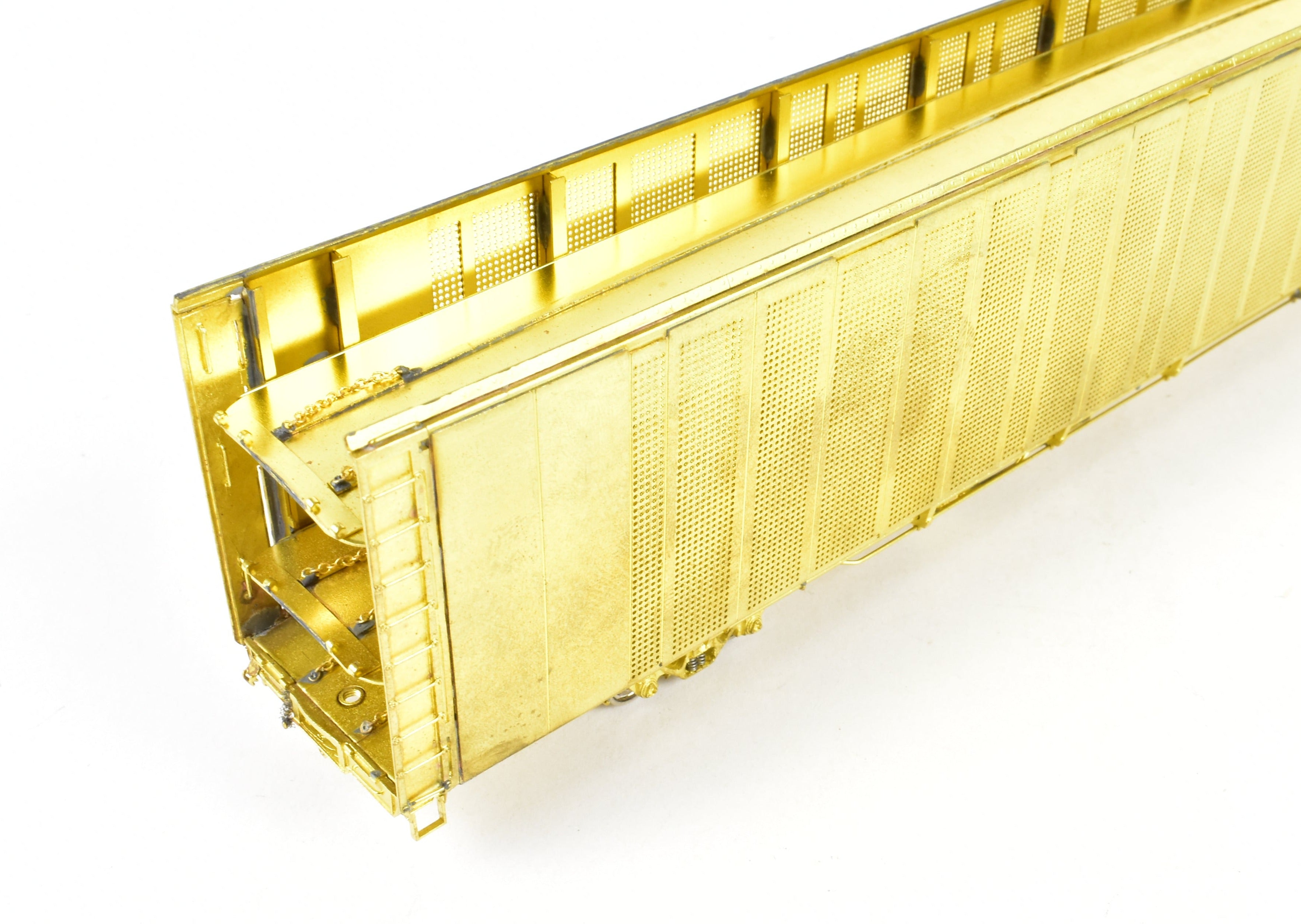 HO Scale Brass Model Safe-T-Pack Auto Rack Tri-Level with Open Top and Open Ends by Overland Models, Inc. for Various Roads including ATSF, FEC, and UP
