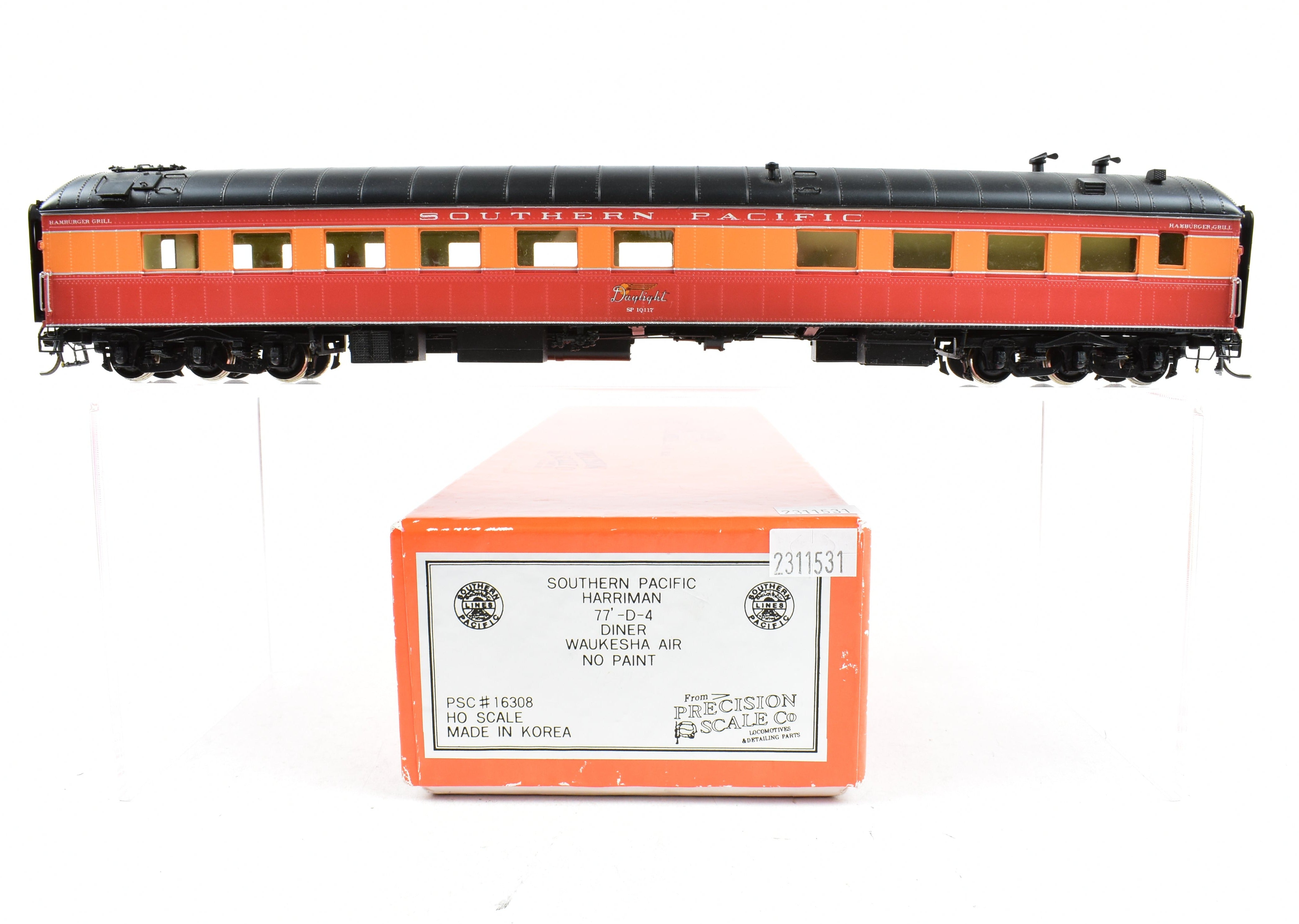 HO Scale Brass Precision Scale Co. Model Train Diner - Southern Pacific Harriman CS 77 - D - 4 with CP Daylight Scheme Custom Painting