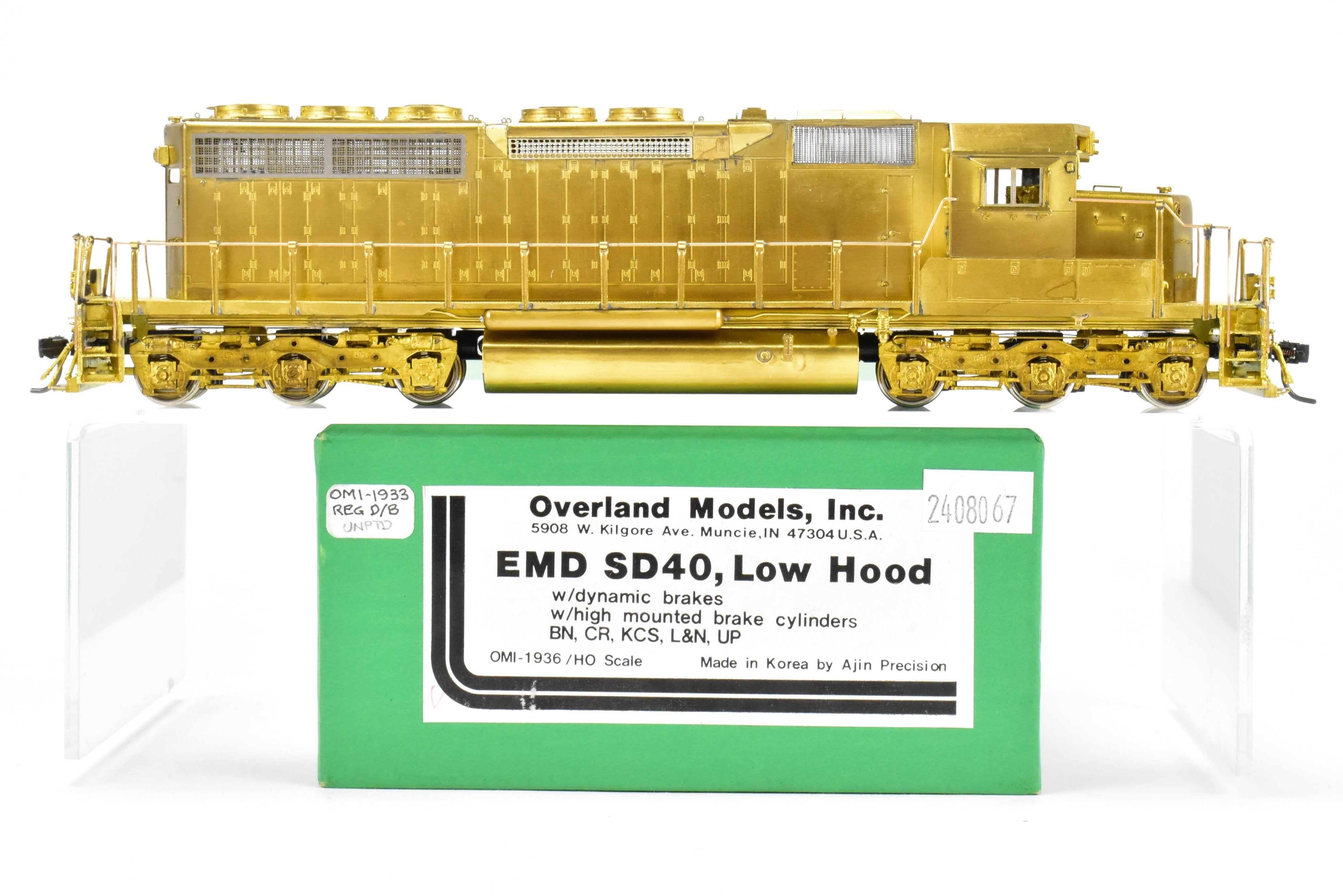 HO Brass OMI by Overland Models Inc - EMD SD40 Low Hood Locomotives