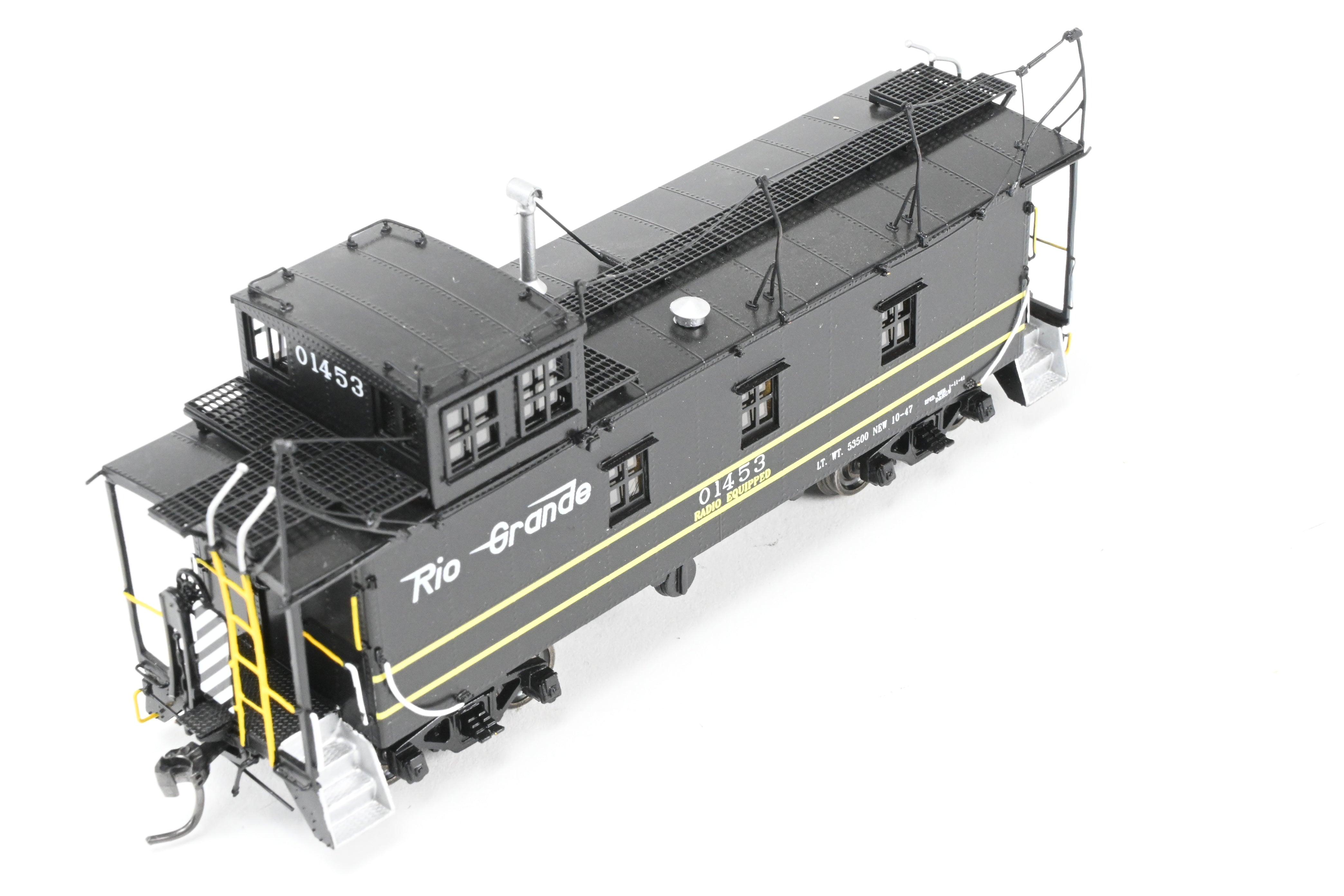 High - Quality HO Scale Brass Model Railroad Caboose by The Joint Line Co. - Denver & Rio Grande Original Riveted Steel Caboose Limited Edition FP Number 01453 with Antenna