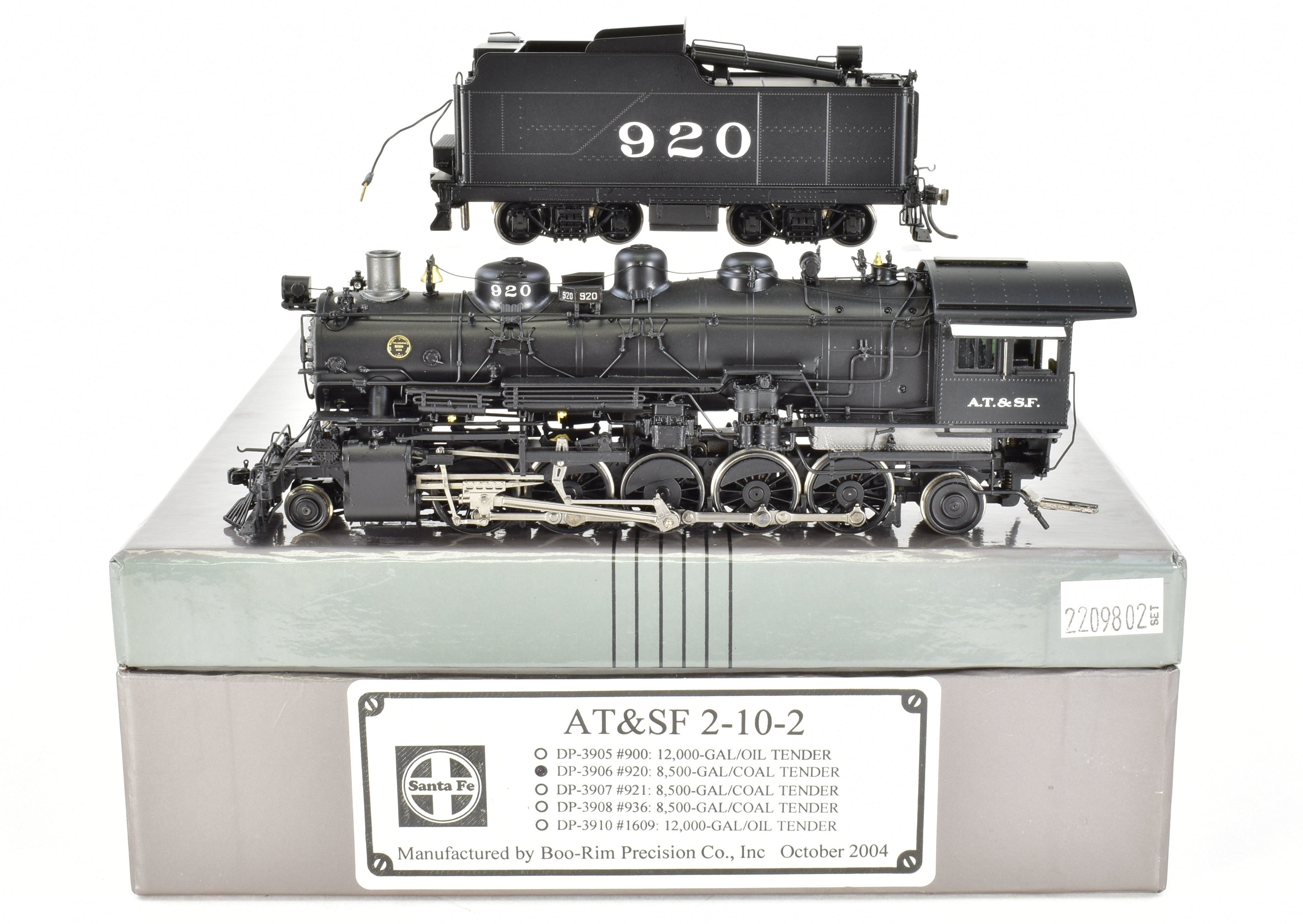 HO Scale Brass ATSF - Santa Fe 2-10-2 #920 Factory Painted Division Point Model