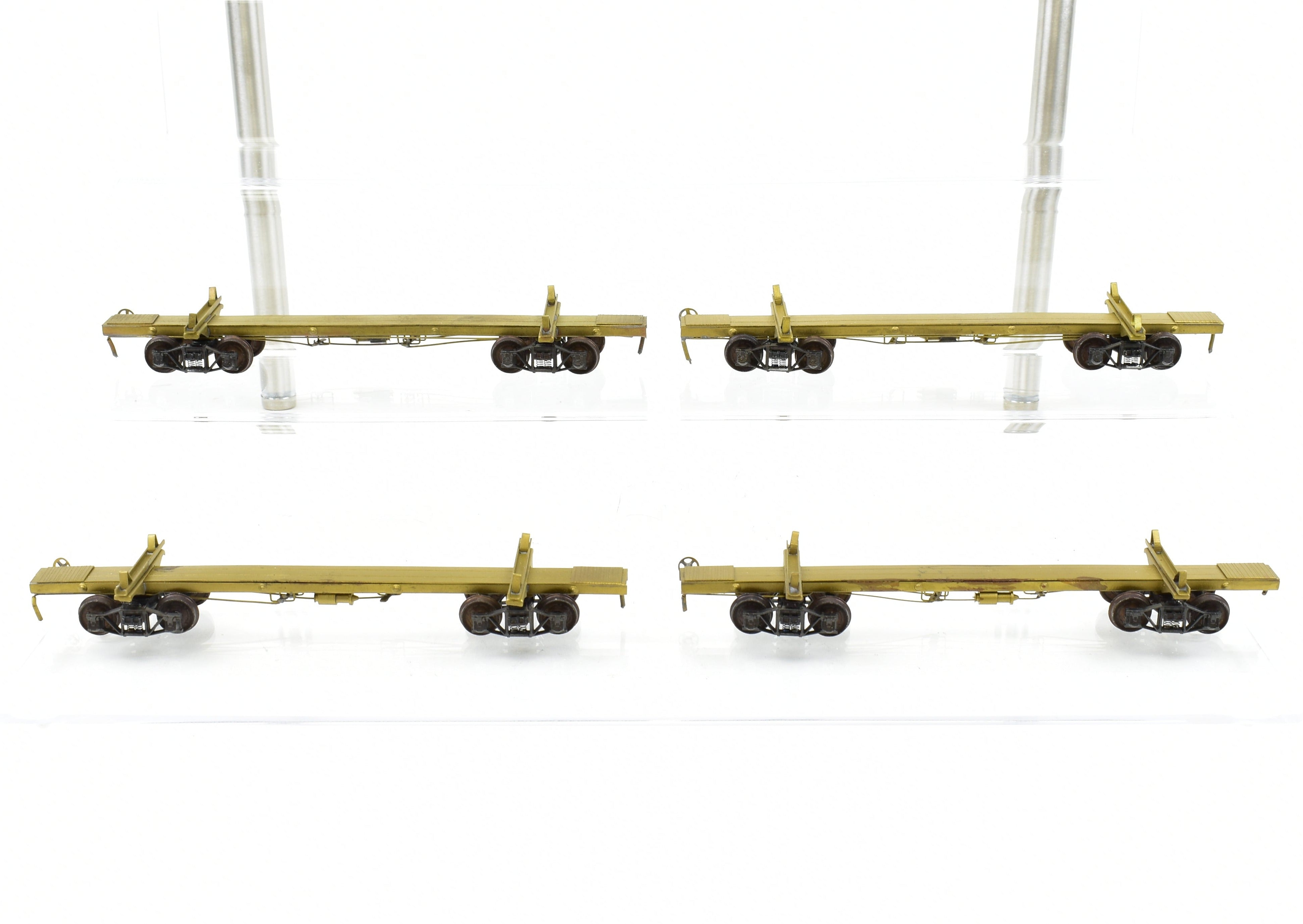 HO Brass 43' Skeleton Log Cars 4-Pack by Far East Distributors with Kadee Trucks #1