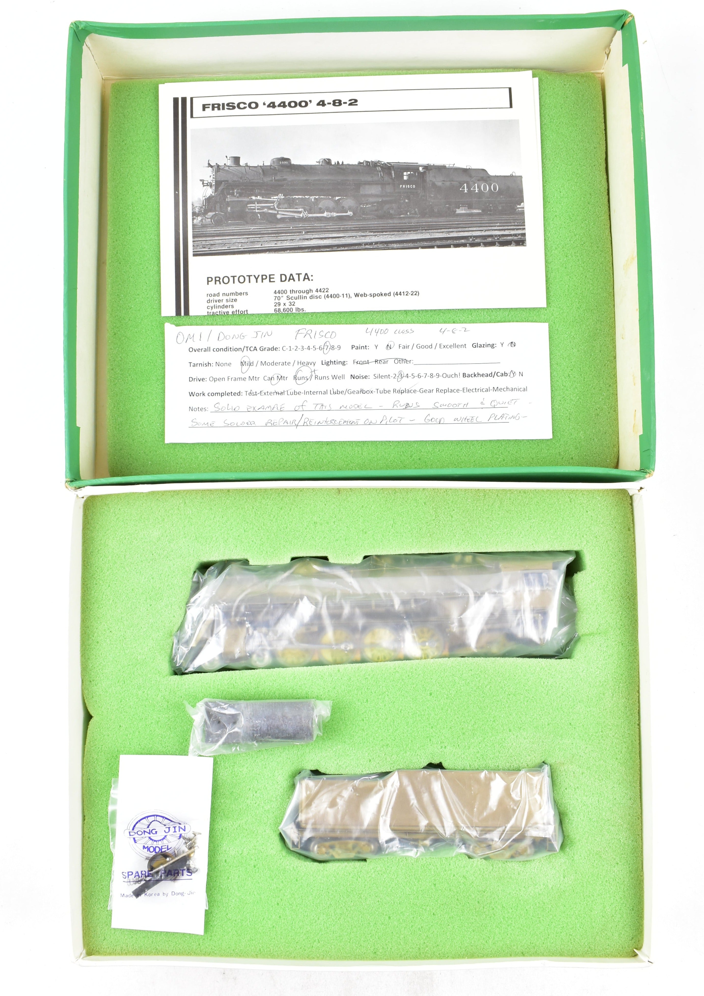 HO Scale Brass OMI Overland Models SLSF Frisco 4400 4-8-2 Mountain Locomotive