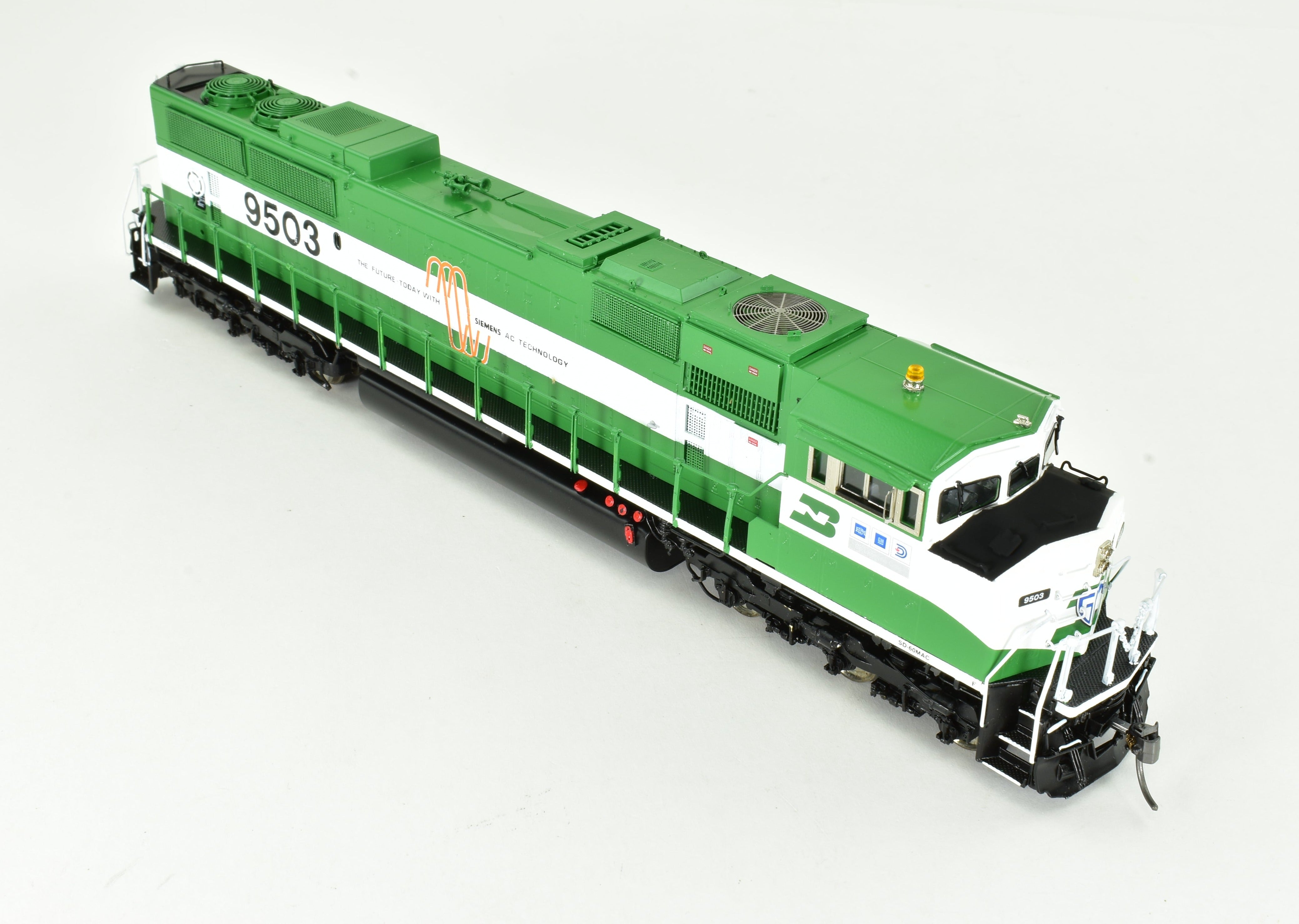 HO Scale Brass Locomotive Model - Overland Models, Inc. Burlington Northern SD60MAC FP No. 9503 with HTCR Trucks