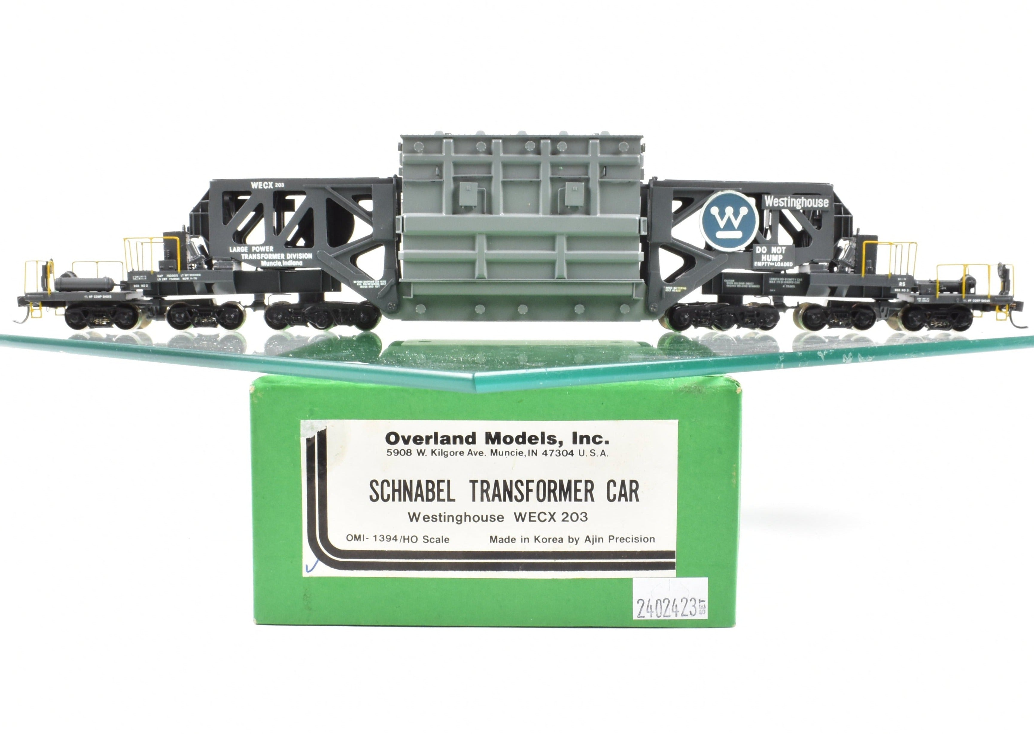 HO Scale Brass Consignment OMI - Overland Models, Inc. Schnabel Car with Removable Transformer Load in CP Westinghouse WECX 203 Livery for Model Railroading Enthusiasts
