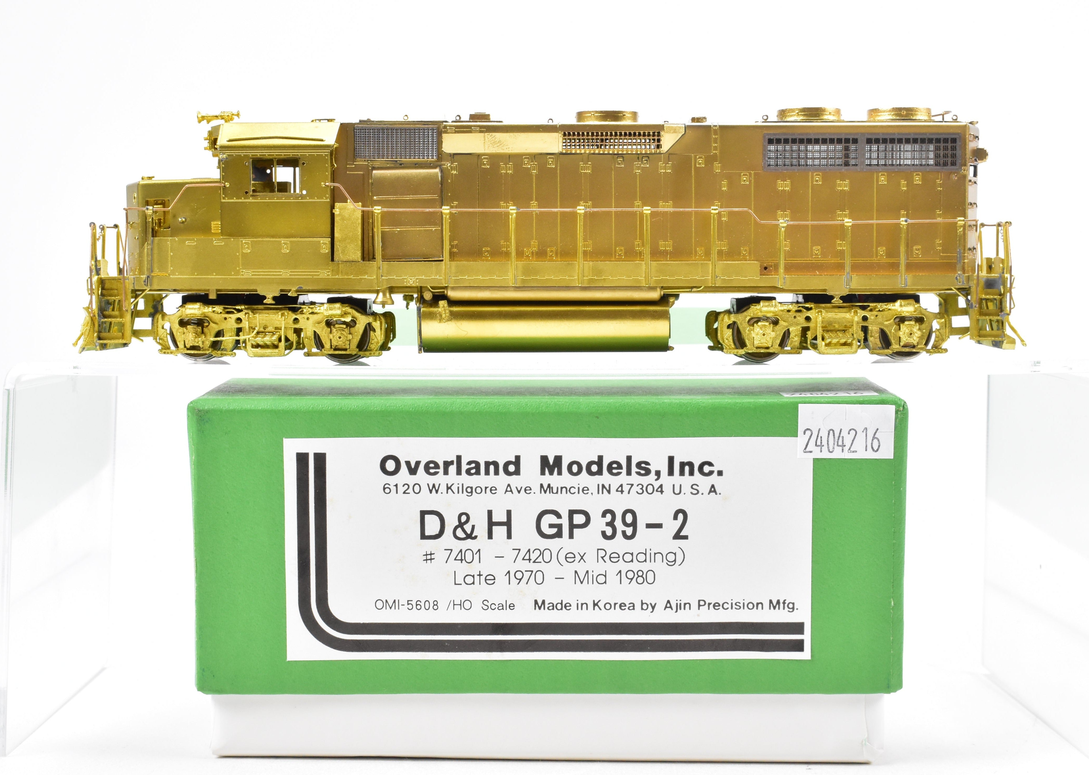 HO Scale Brass Locomotive Model by OMI - Overland Models, Inc. Representing D&H - Delaware and Hudson EMD GP39-2 Ex. Reading