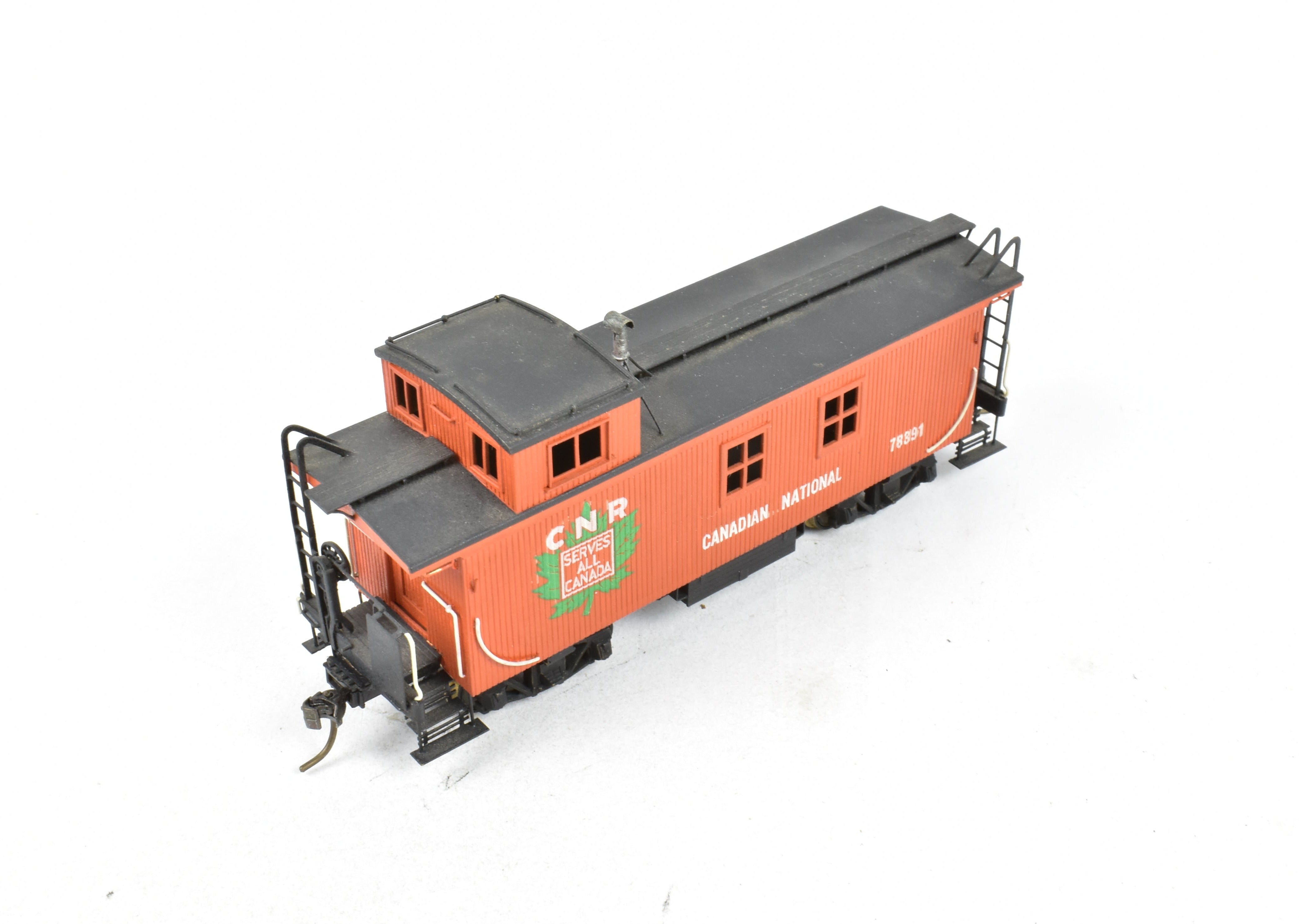 Custom Painted HO Brass PFM Canadian National Railway Wood Caboose #78391 by Van Hobbies