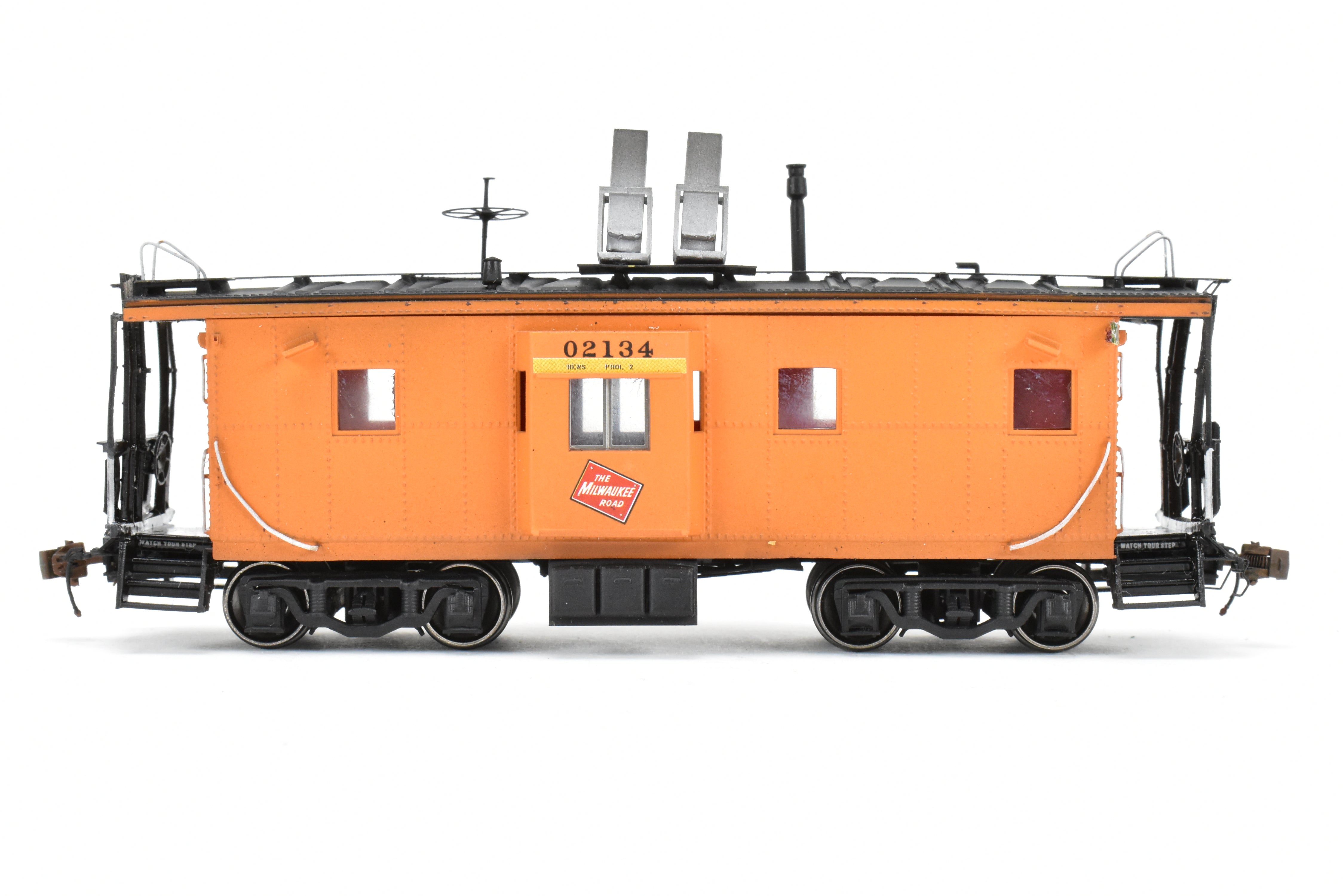 HO Scale 3D Printed Custom Painted Milwaukee Road Thrall Bay Window Caboose Model