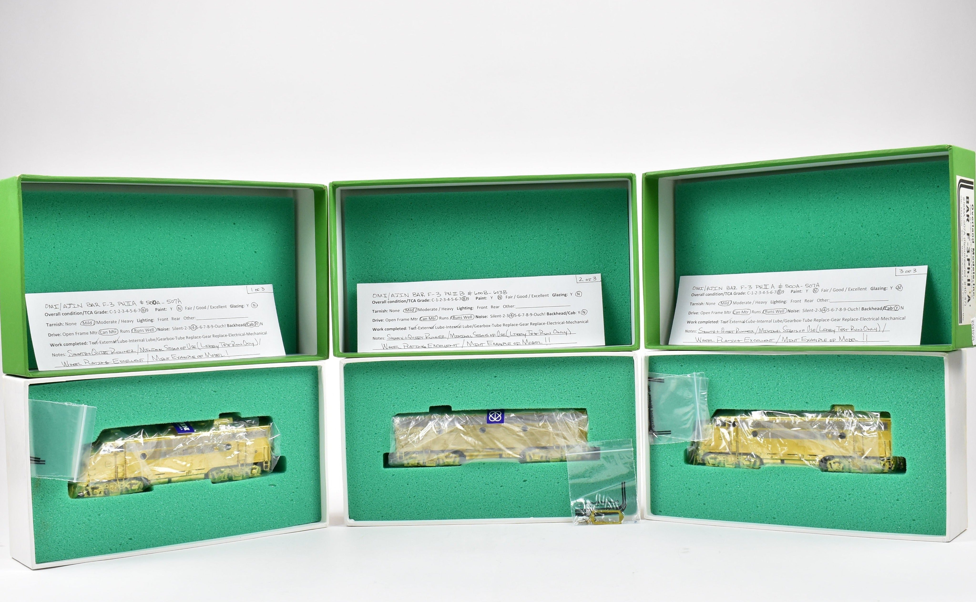 HO Scale Brass Model Train Set by Overland Models, Inc. - Bangor and Aroostook EMD F-3 Phase II A-B-A Configuration