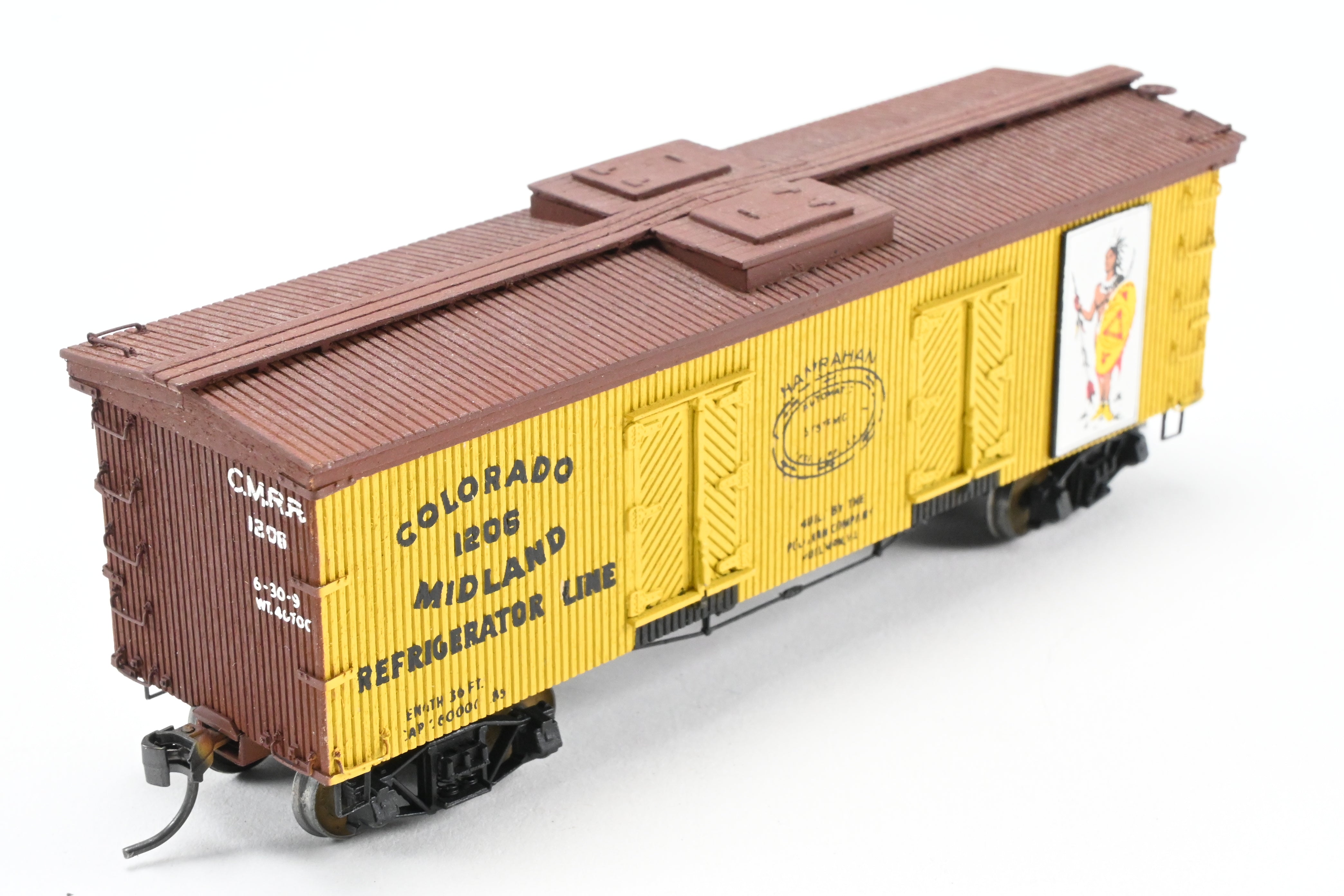 HO Scale La Belle Woodworking Colorado Midland 36-Foot Wood-Sided Refrigerator Car Model - Fully Assembled and Professionally Painted