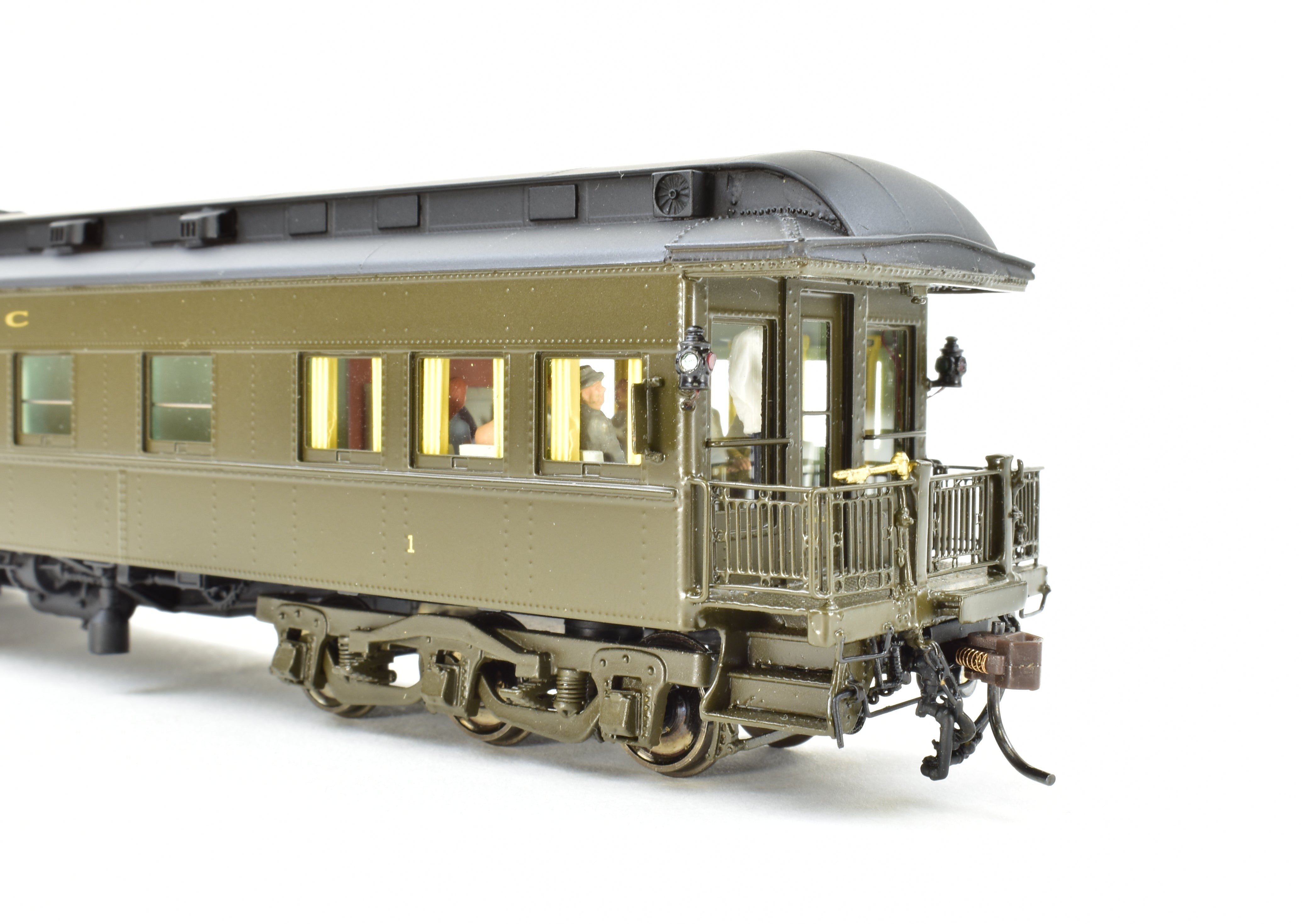 HO Scale Brass Model Northern Pacific Business Car #1 Version 1, Factory-Painted in Pullman Green by W&R Enterprises