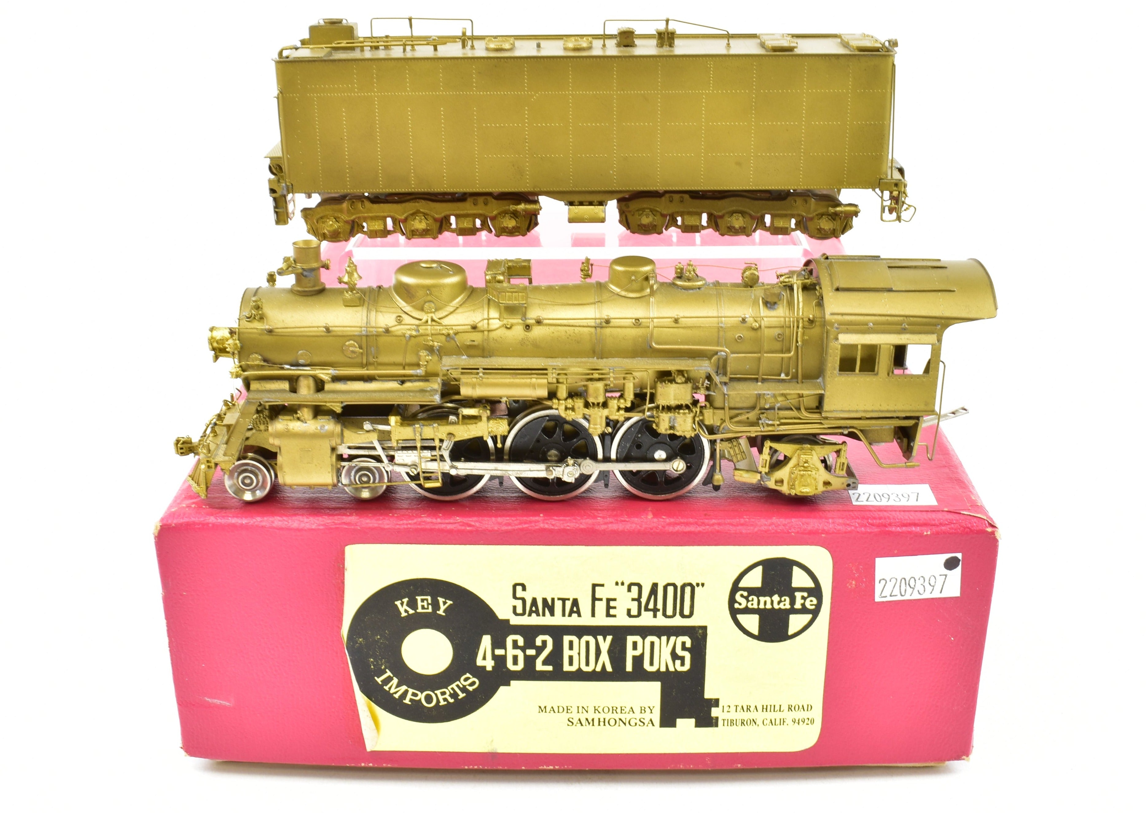 HO Scale Brass ATSF - Santa Fe 3400 4-6-2 Pacific Locomotive by Key Imports